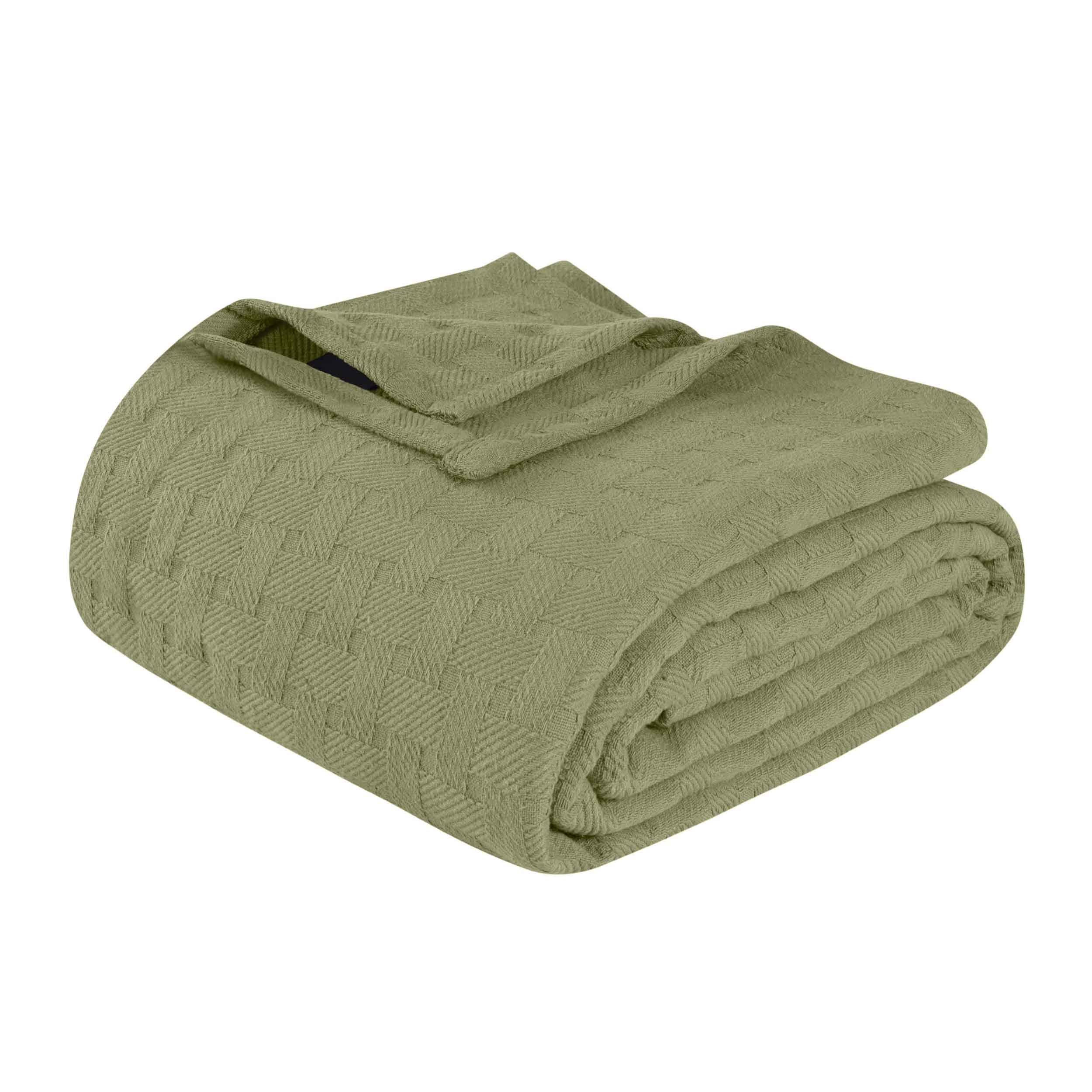 Soft Basketweave All-Season Cotton Bed Blanket & Sofa Throw - Lightweight Breathable Blanket for Bedroom, Living Room, Travel and Outdoor Use