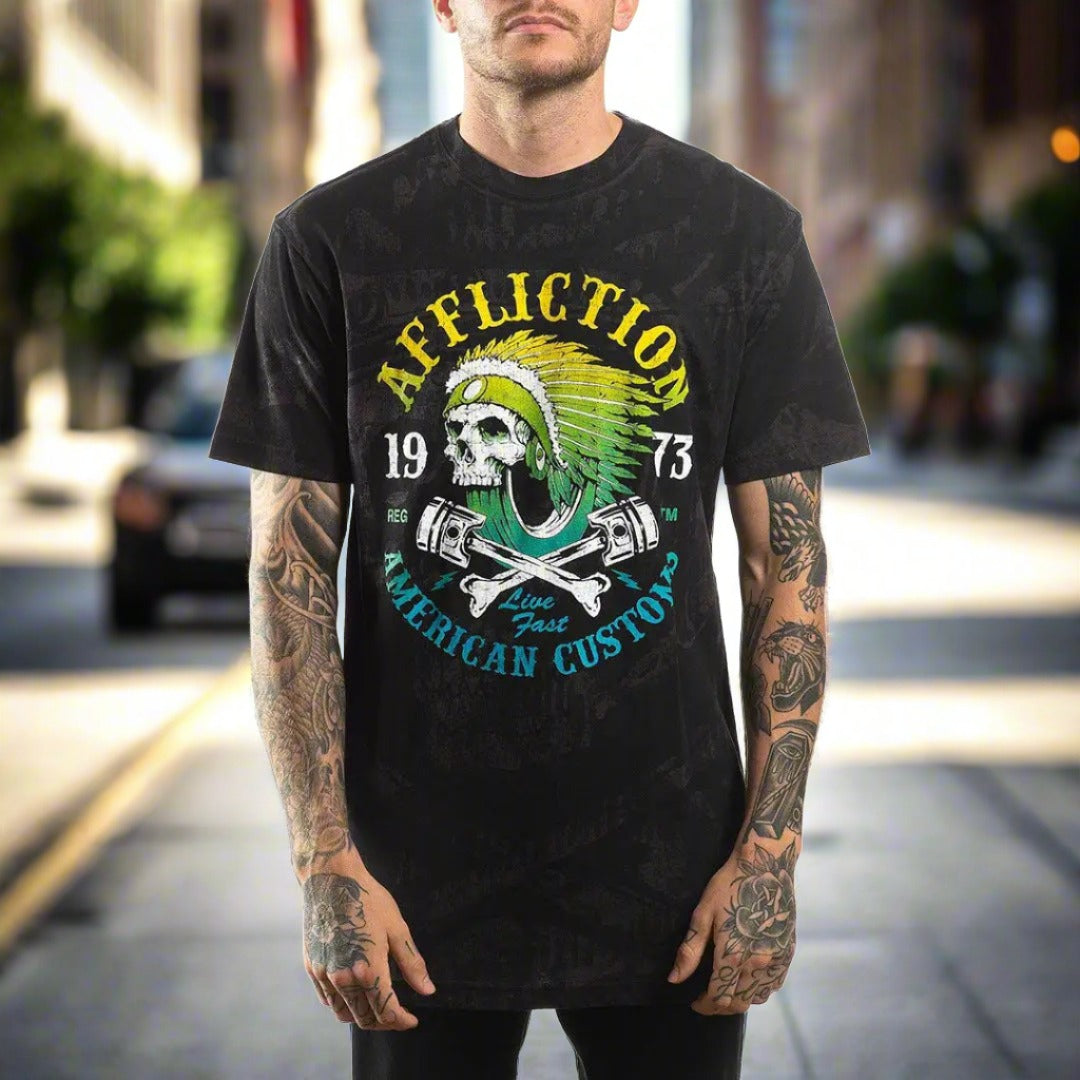 Affliction Men's Drive Speed Short Sleeve T-Shirt - Graphic Tee for Casual Wear, Street Style & Rock Fashion - Perfect for Concerts, Parties & Everyday Outfits