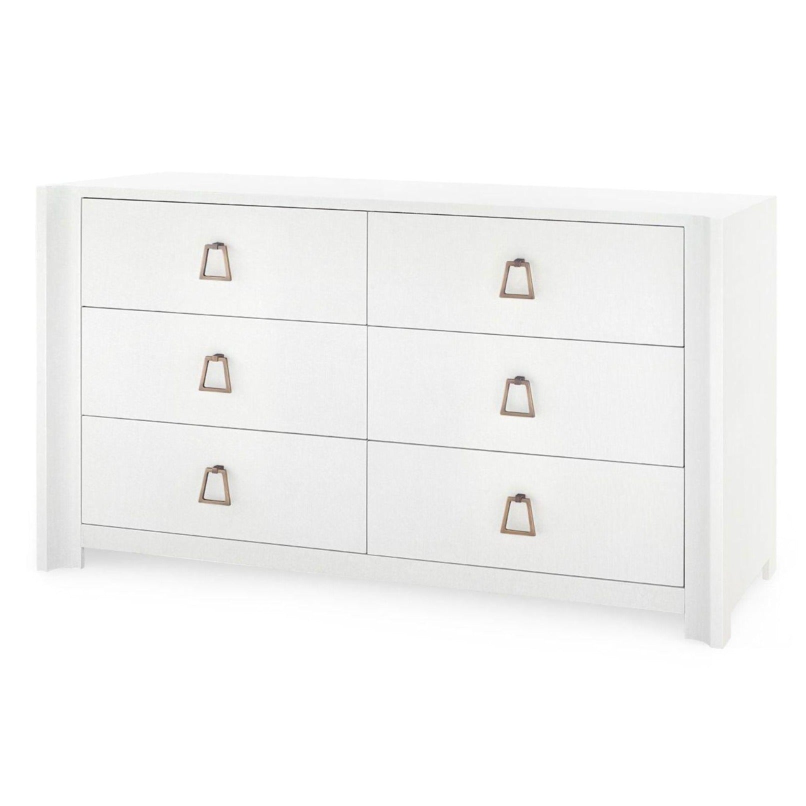 Audrey 6-Drawer Chest Dresser in Cream - Customizable Pulls for Bedroom & Living Room Storage