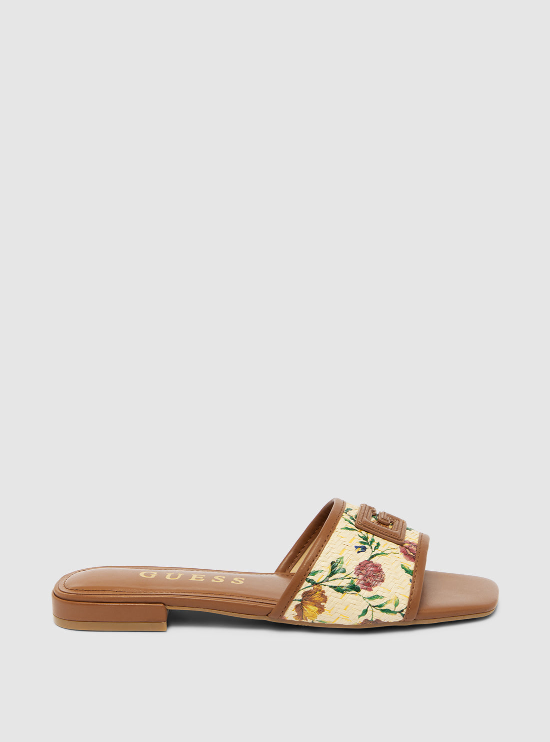 Floral Print Tampa Slides for Women - Comfortable Brown Sandals for Beach, Pool, and Casual Wear