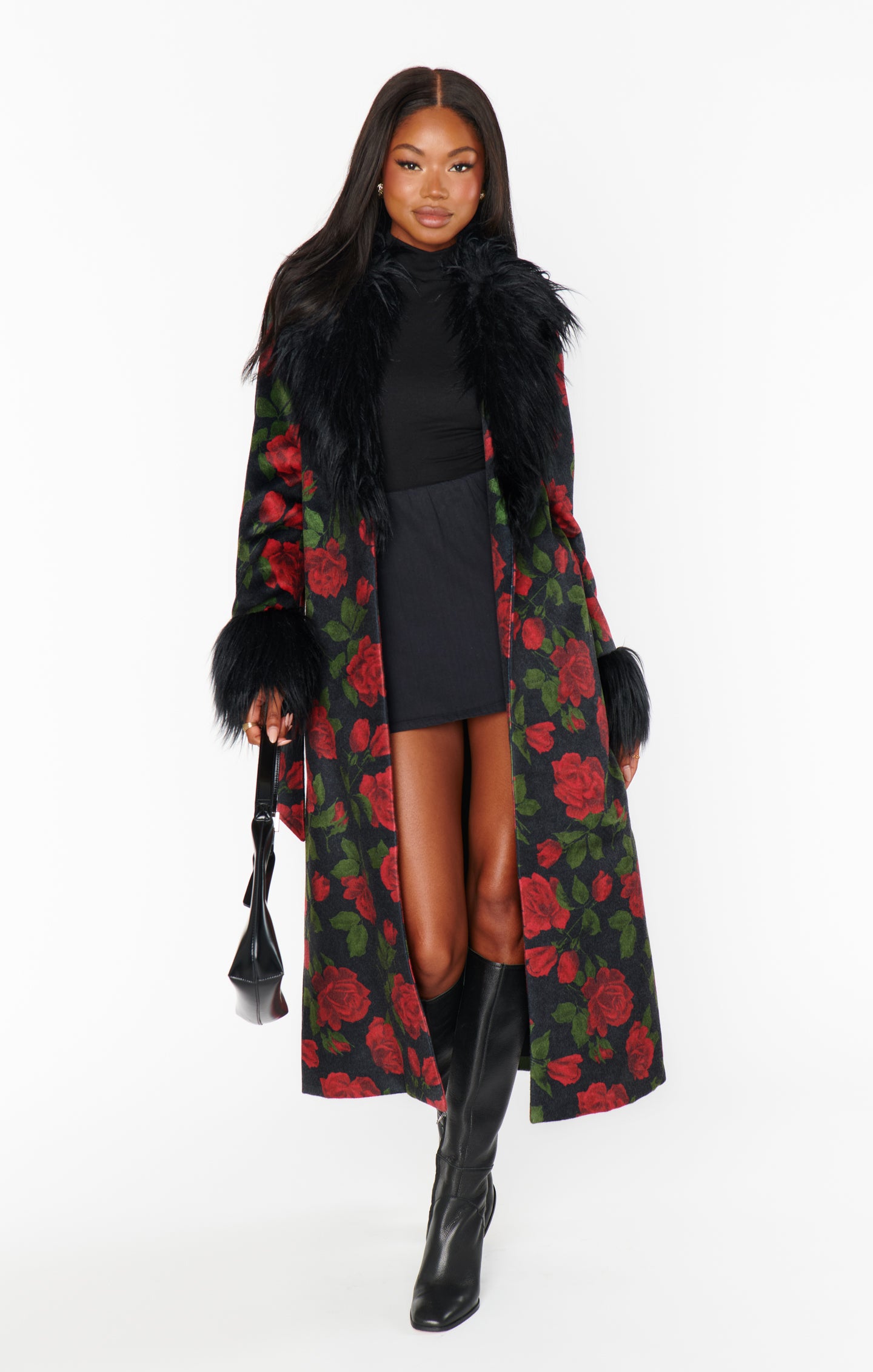 Elaine Coat with Faux Fur Trim - Elegant Women's Winter Jacket for Casual Outings and Date Nights | Send Me Roses Collection