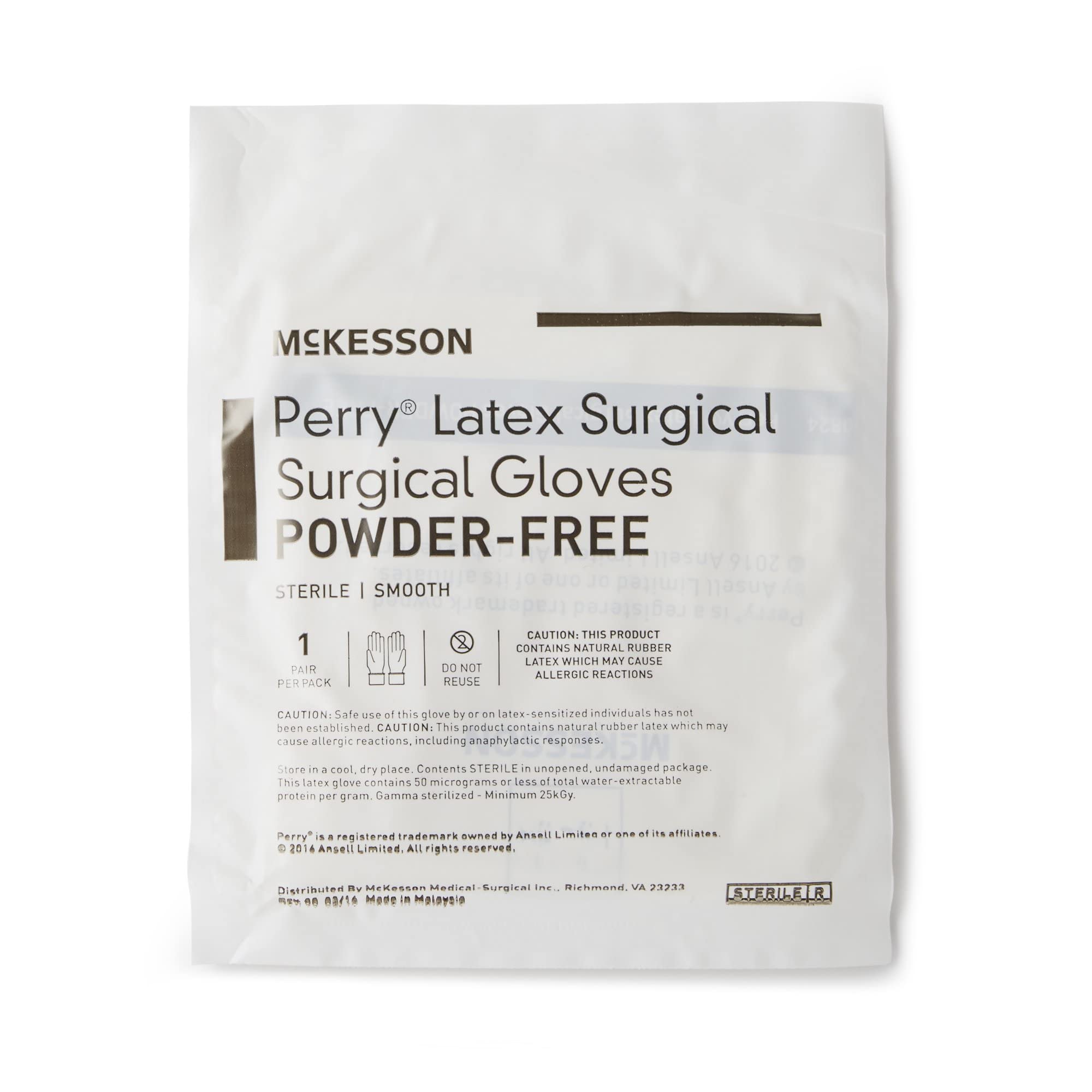 McKesson Perry Latex Surgical Gloves - 200 Pairs Sterile Disposable Powder-Free Medical Exam Gloves, Size 6.5, Cream - Ideal for Healthcare Professionals, Dental Clinics & Tattoo Artists