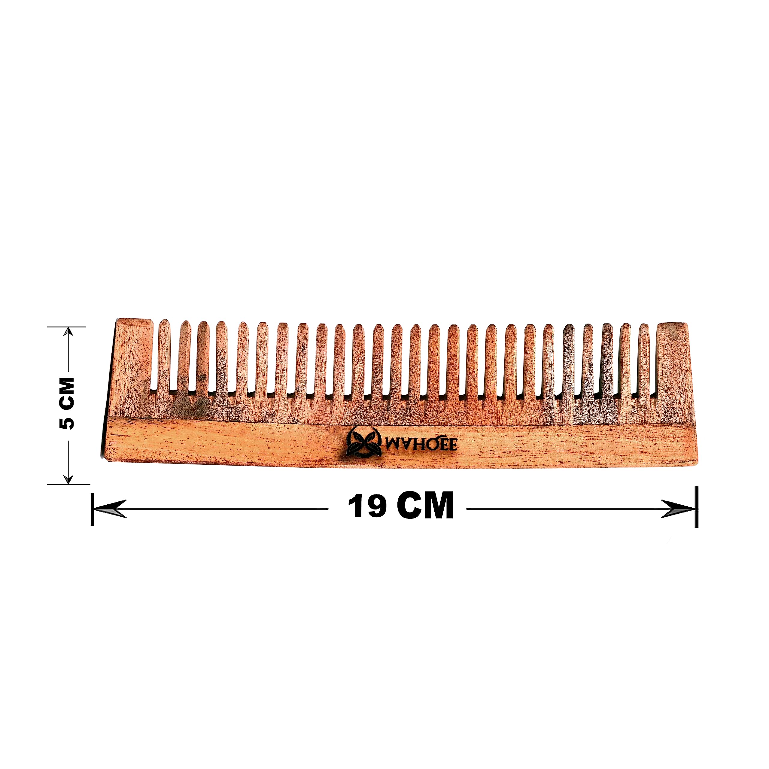 MAHQEE BEAUTY CARE Neem Wood Comb for Hair Growth & Scalp Care - Anti Hair Fall, Dandruff Control & Gentle Detangling - Natural Wooden Wide Tooth Comb for Women & Men - Perfect for Daily Hair Care & Styling