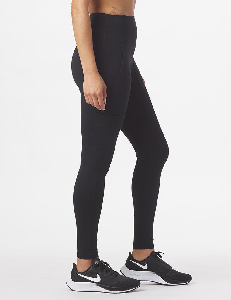 Glyder Women's High Waist Compression Cargo Leggings - Black | Workout, Yoga & Running Pants for Women | Moisture-Wicking & Stretchy Activewear