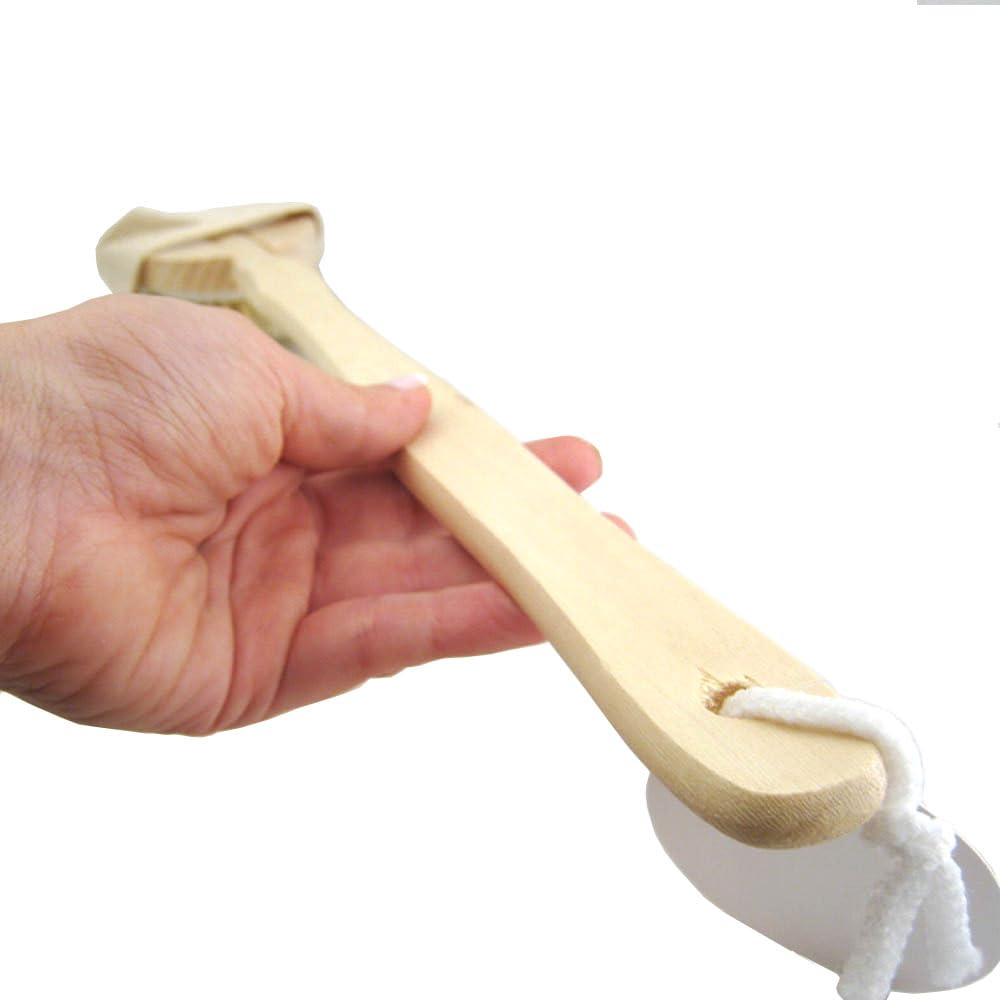 Natural Wood Spa Shower Bath Body Brush with Long Handle - Back Massage Scrubber for Exfoliation & Relaxation - Perfect for Home Spa, Bath Time & Self Care Routine
