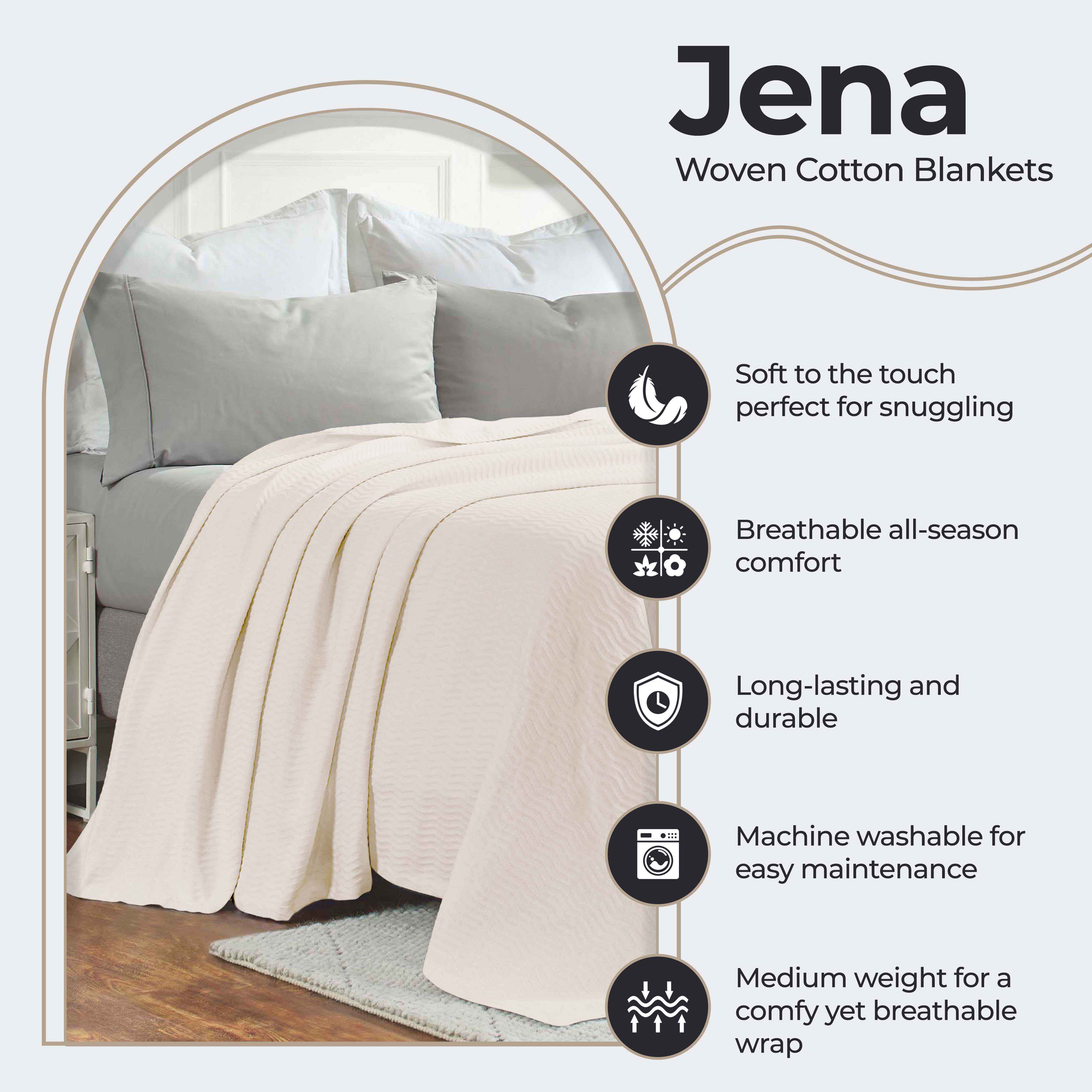 Jena Cotton Textured Chevron Lightweight Woven Blanket - Soft & Breathable Throw for Sofa, Bed & Outdoor Use - Cozy Home Decor & Picnic Essential