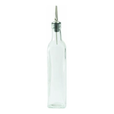 Winco 16 Oz Glass Oil and Vinegar Cruet with Drip-Free Pour Spout - Perfect for Kitchen, Salad Dressing, and Restaurant Use