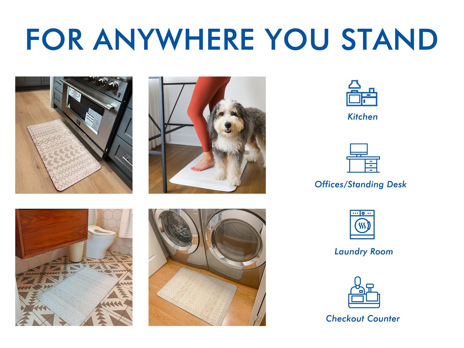 Klay Home Anti-Fatigue Kitchen Floor Mat - 3/4