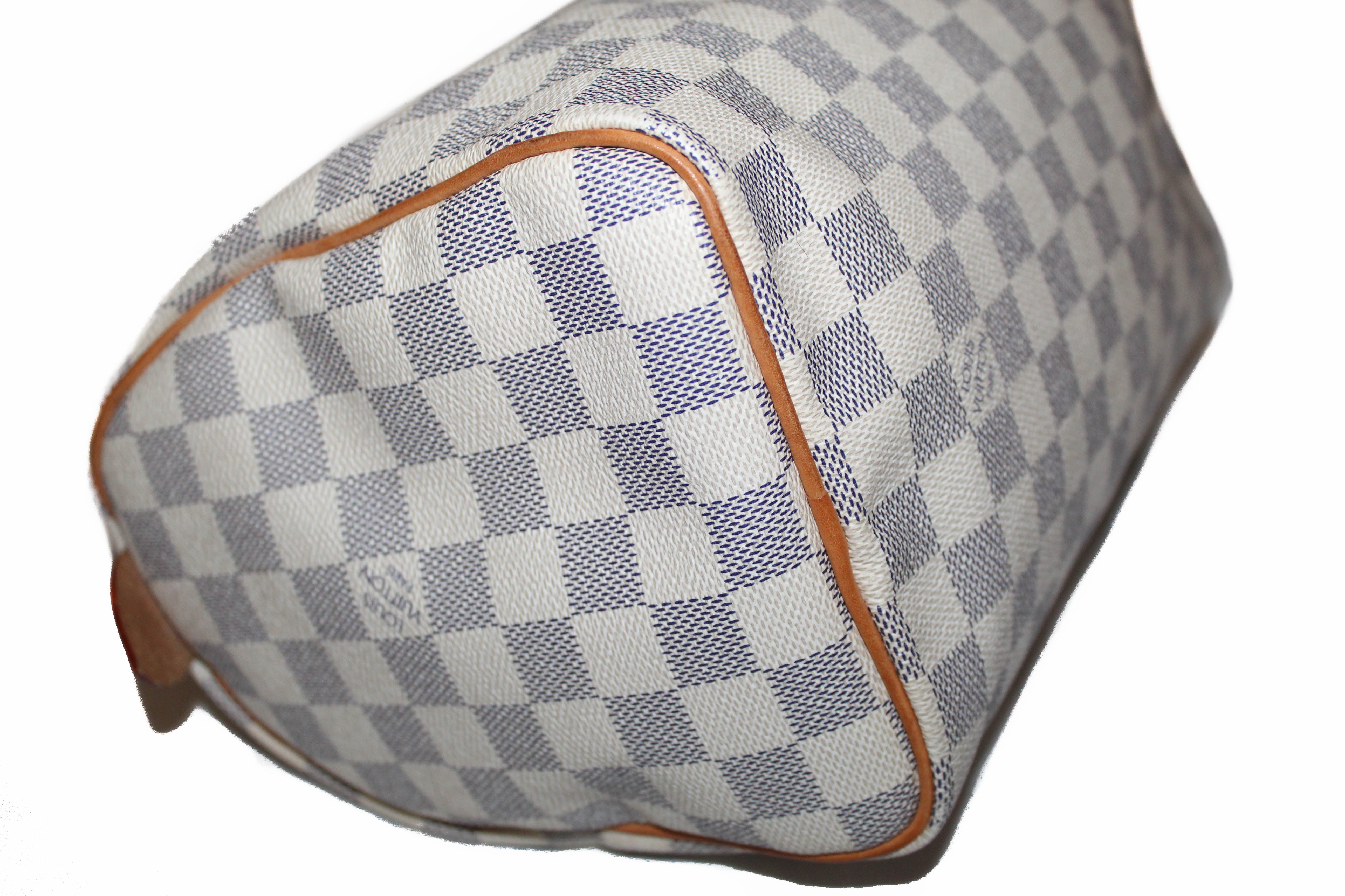 Authentic Louis Vuitton Damier Azur Speedy 25 Handbag for Women - Luxury Designer Tote Purse for Travel, Work & Everyday Use
