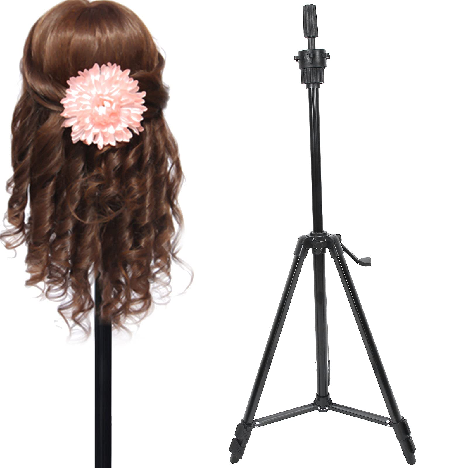 Professional Adjustable Mannequin Head Stand for Hairdressing Training - Anti-Slip Retractable Tripod Base for Barber Shop & Salon Styling Practice - Perfect for Wig Display, Makeup Practice, and Cosmetology Training