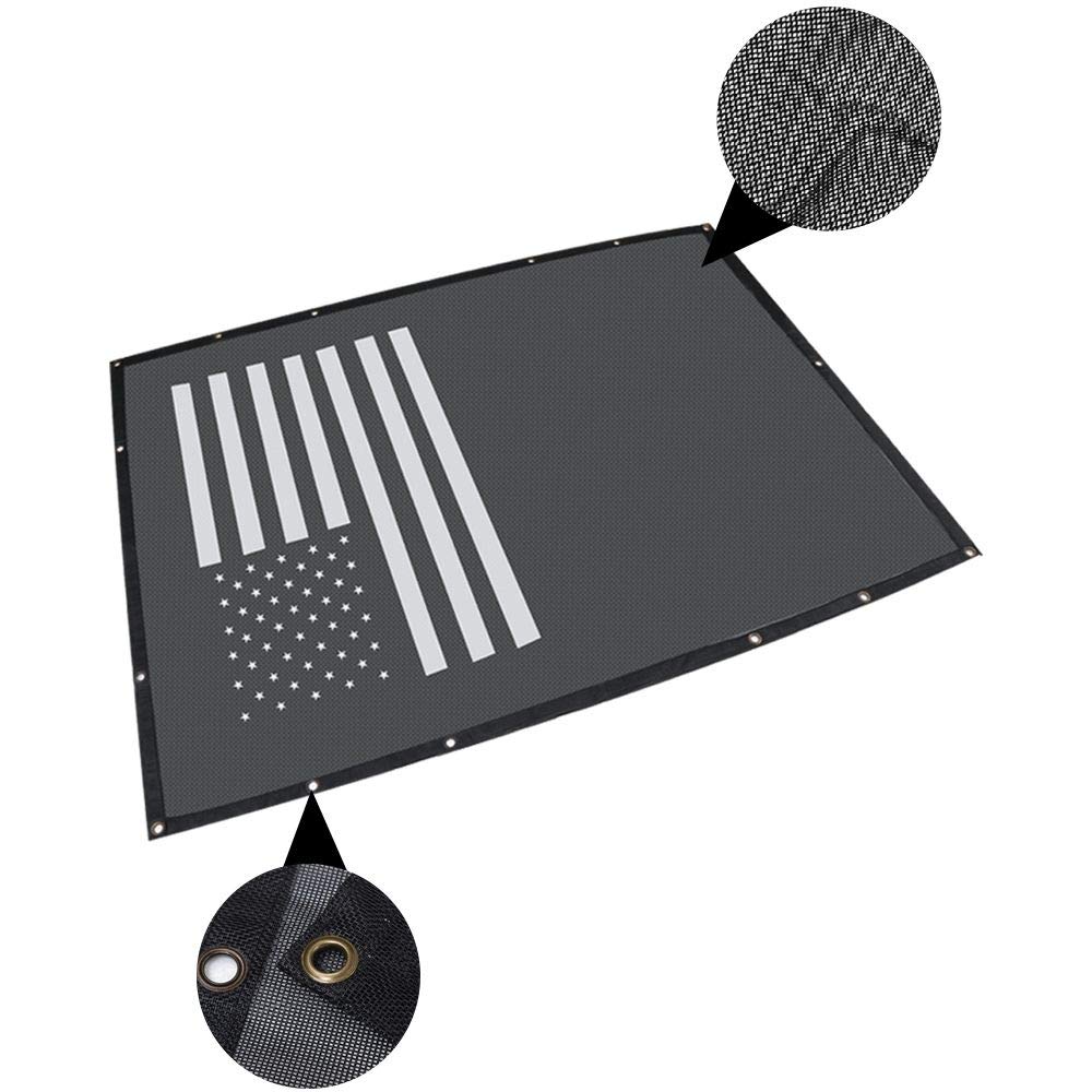2018-2019 Jeep Wrangler JL 4-Door Sunshade Mesh Top Cover - UV Protection Accessory with Black US Flag Design | Perfect for Off-Roading & Summer Driving