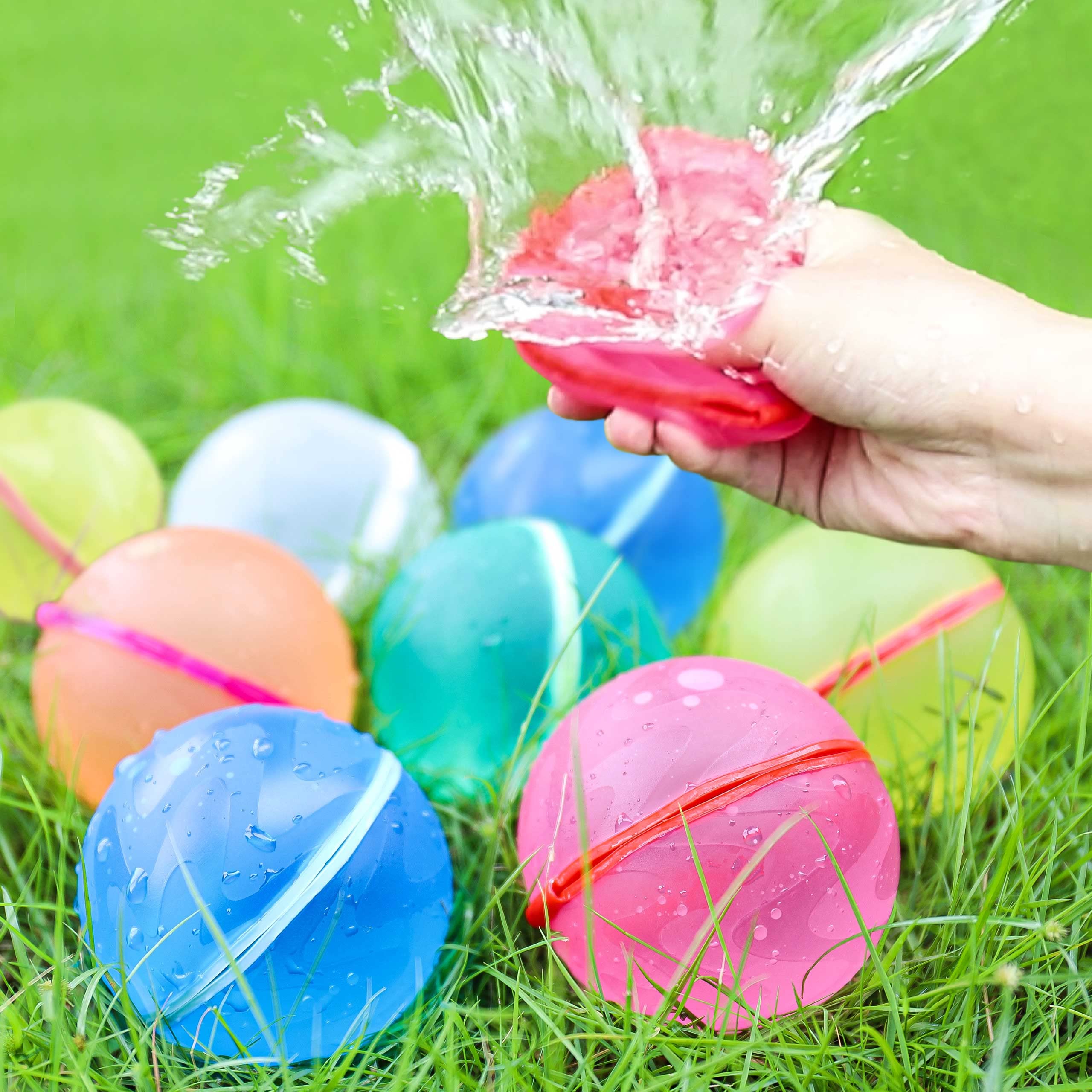 2024 8PCS Reusable Water Balloons - Self-Sealing Quick Fill Kids Outdoor Water Toys for Summer Fun | Pool, Backyard Games, Splash Battles & Water Play | Eco-Friendly, Durable & Safe Water Bombs for Kids