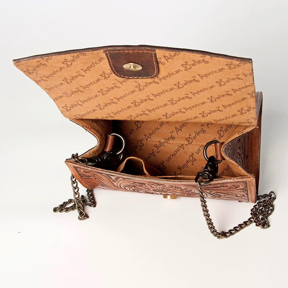 American Darling Genuine Leather Tooled Stitched Crossbody Purse for Women - Perfect for Everyday Use, Work & Travel