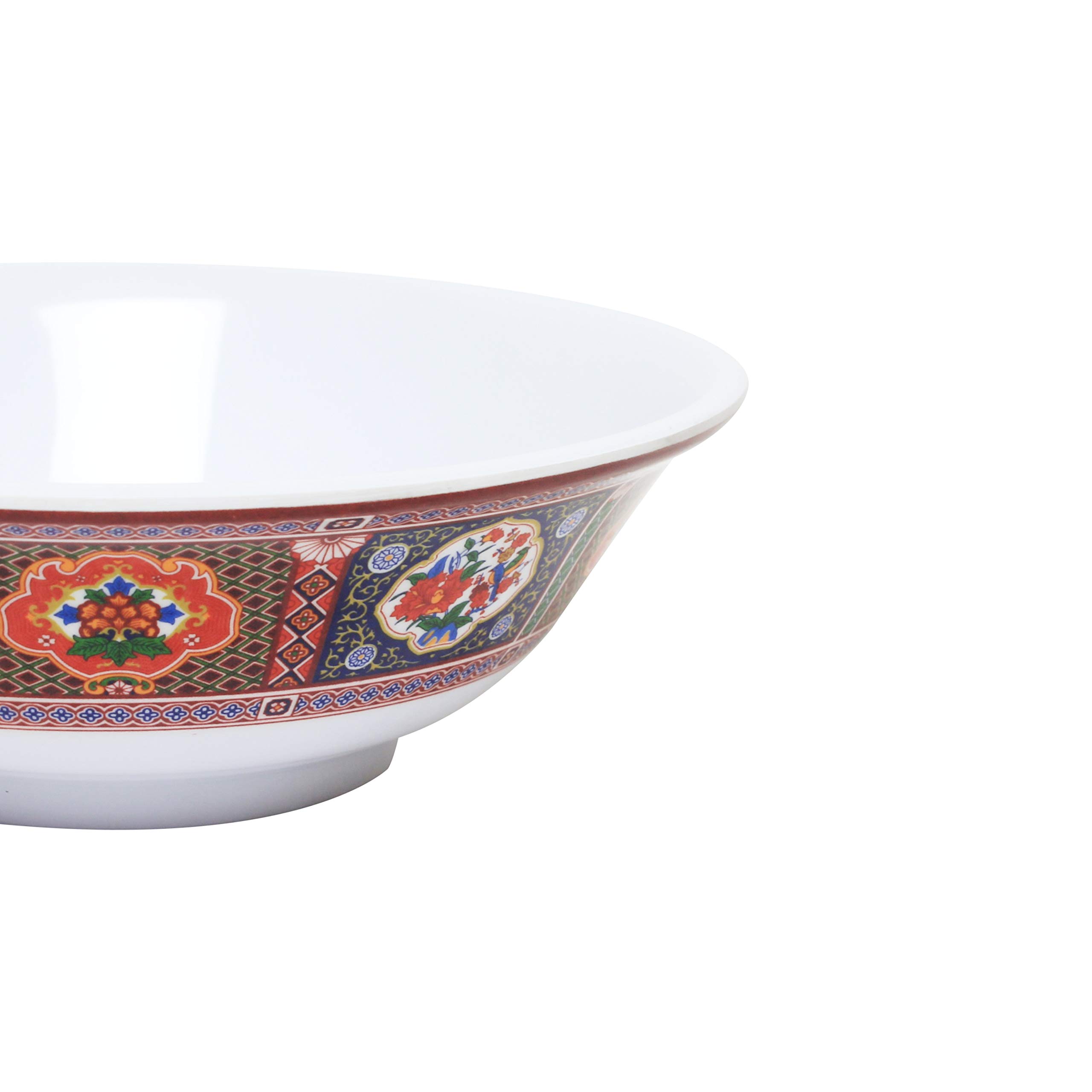 Vibrant Peacock Melamine Dinnerware Set - 32 oz Rimless Bowl (7.5 Inch), Pack of 12 - Durable & Stylish for Outdoor Dining, Picnics, Pool Parties & Restaurant Use