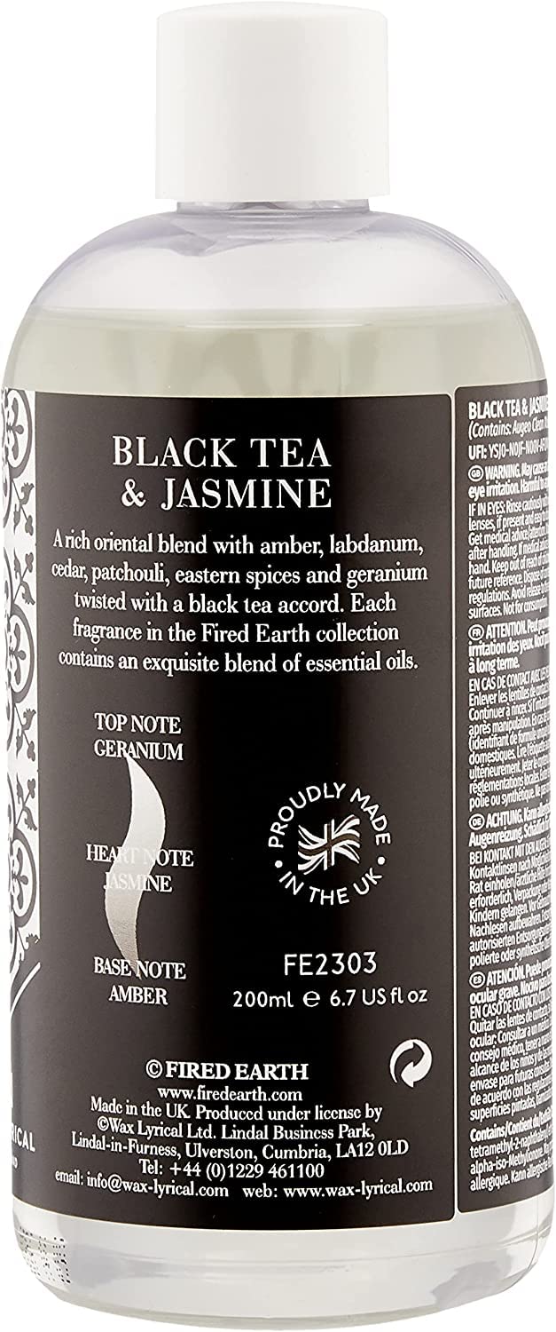 WAX LYRICAL Fired Earth Ceramic Black Tea & Jasmine Reed Diffuser Gift Set - Home Fragrance, Aromatherapy, Relaxation for Bedroom, Bathroom & Living Room