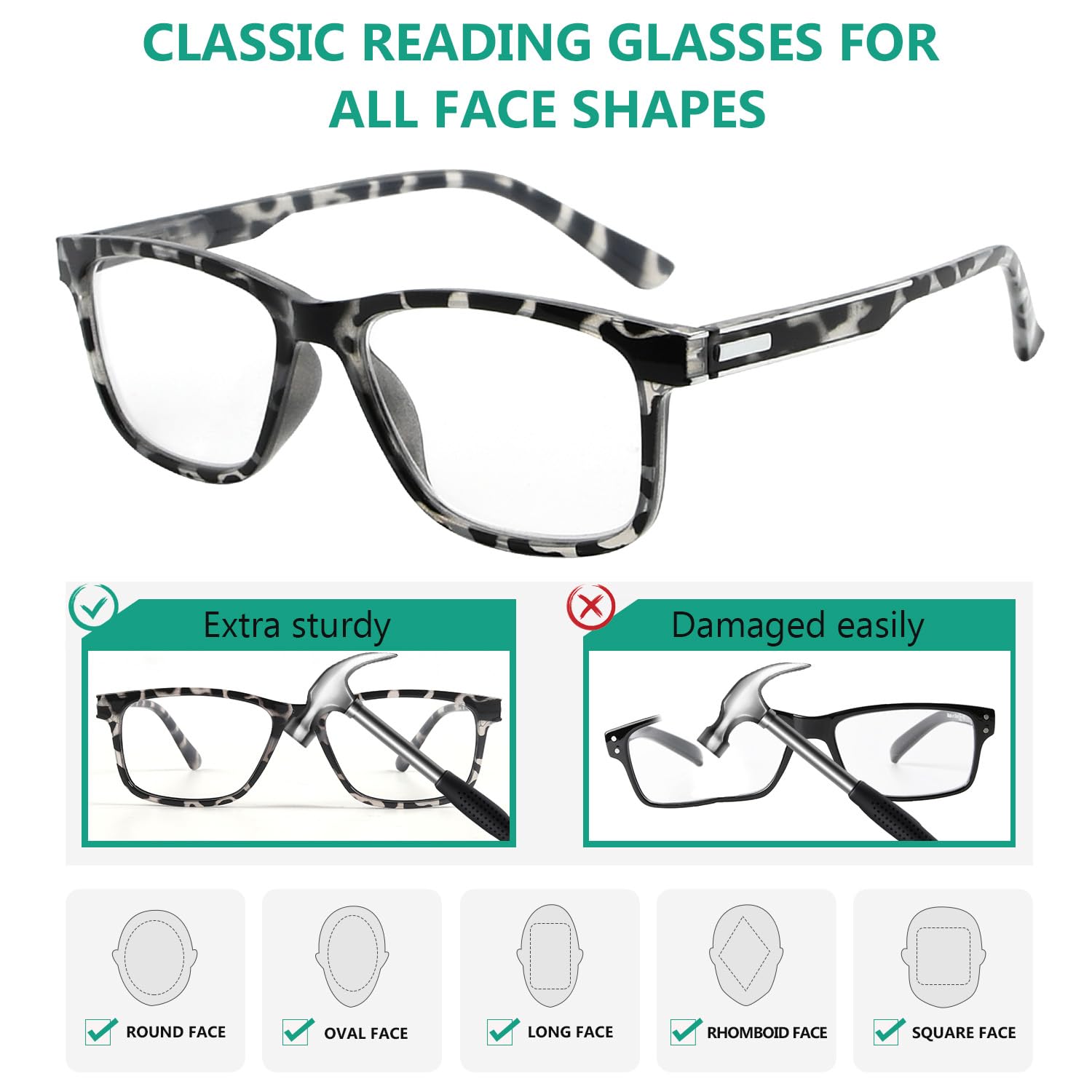 Eyekepper 12 Pack Fashion Reading Glasses for Men and Women +0.50 Strength - Lightweight Comfortable Readers for Office, Computer Work & Daily Reading