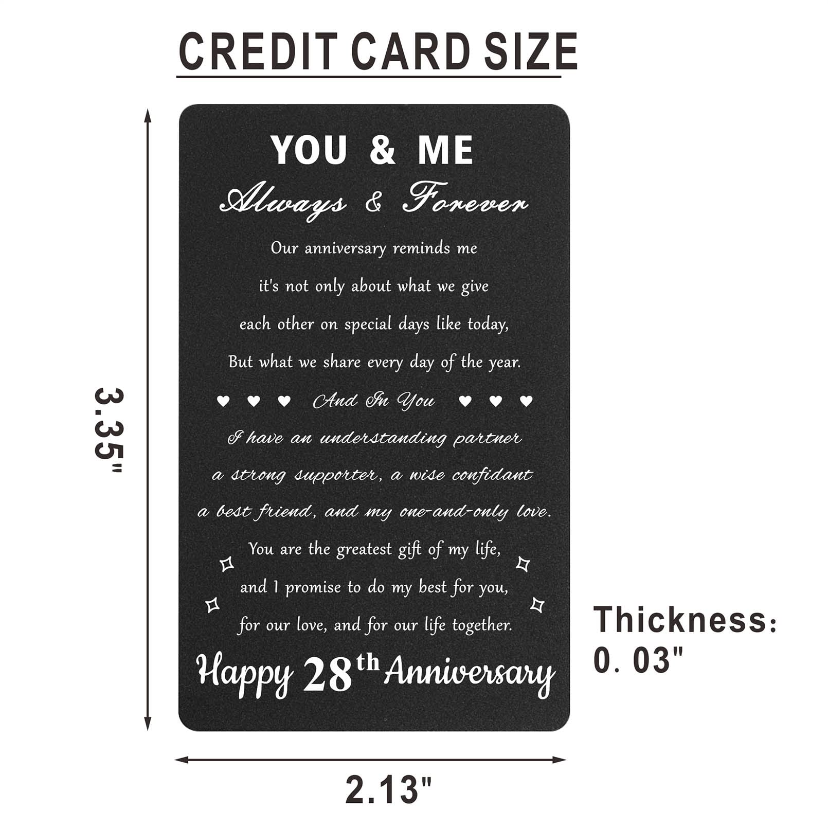 Personalized 28th Anniversary Card for Husband - Romantic Engraved Wallet Gift for 28 Year Wedding Anniversary | Thoughtful Keepsake for Special Occasions