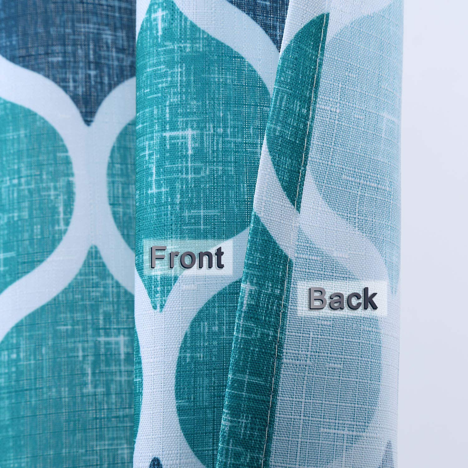 CAROMIO 36 Inch Geometric Printed Cafe Curtains for Kitchen & Bathroom - Navy/Teal Half Window Tier Curtains | Perfect for Small Windows, French Doors & Cozy Home Decor