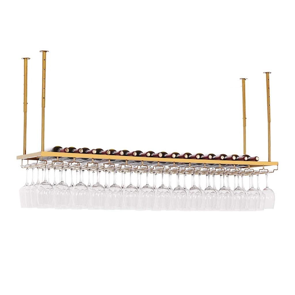 Premium Gold Bar Hanging Glass Rack - 120x30cm Upside Down Wine Glass Holder with High Tripod Stand for Home Bars, Restaurants & Wine Cellars - Elegant Storage Solution for Stemware & Cocktail Glasses