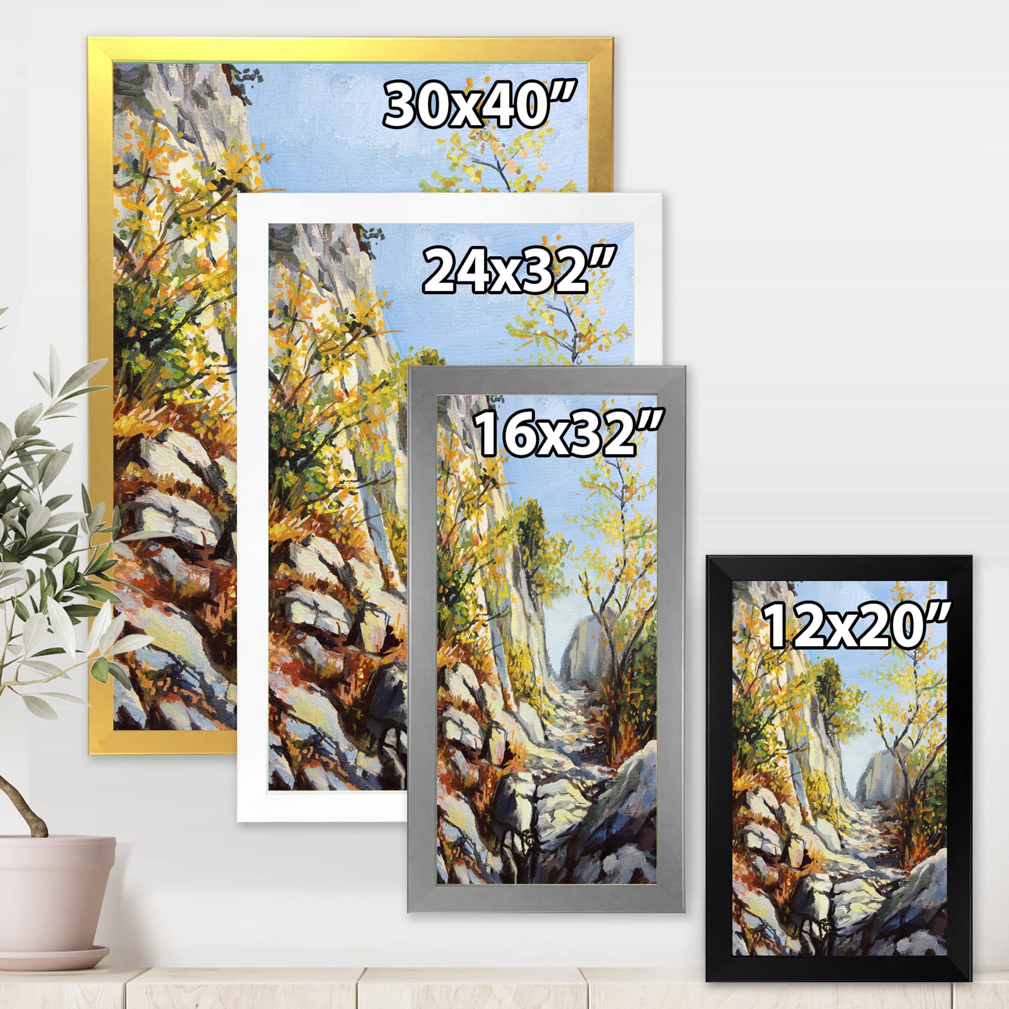 DesignQ Autumn Marble Path Traditional Framed Wall Art - Perfect for Living Room, Bedroom & Office Decor