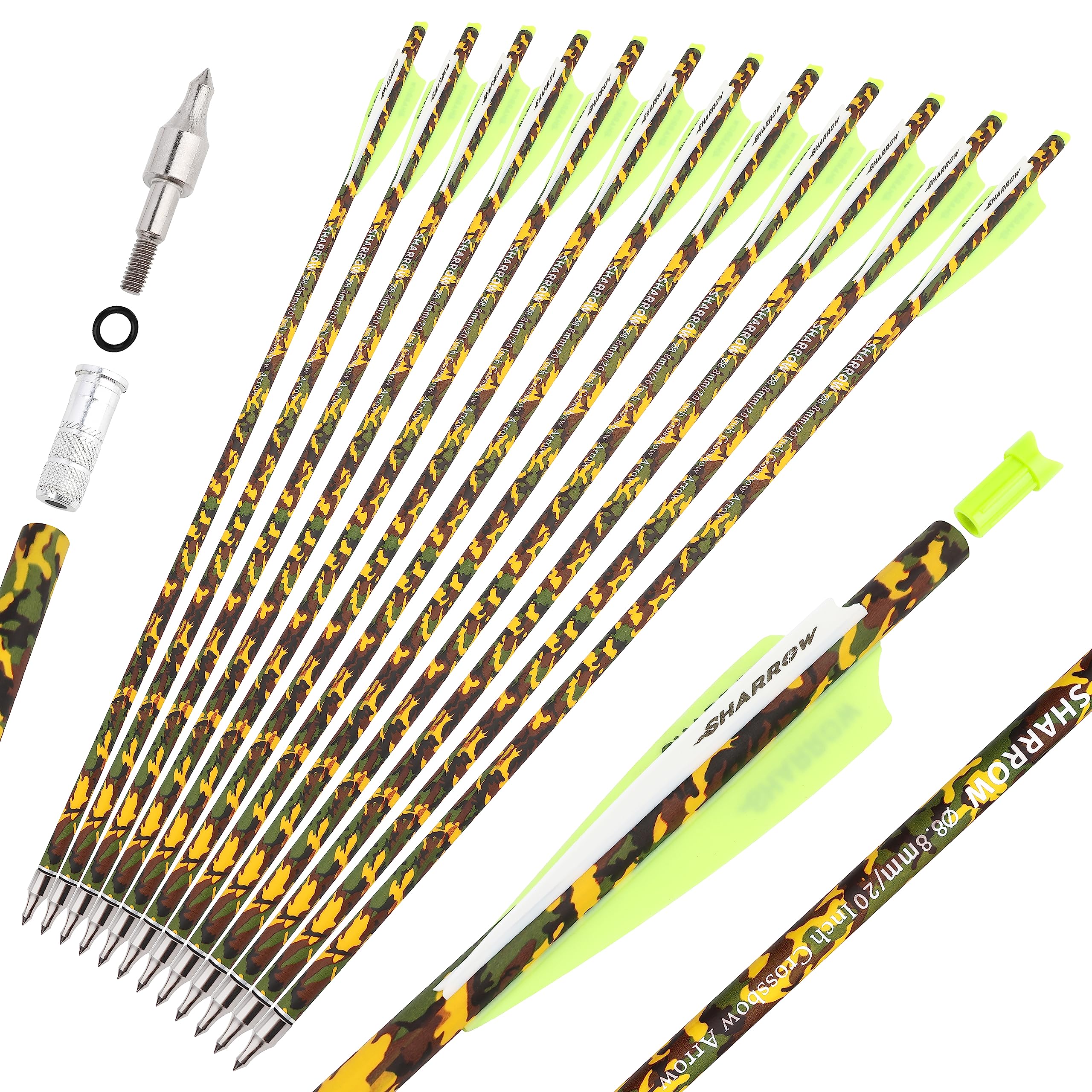 Carbon Crossbow Bolts 16-22 Inch with Broadheads for Hunting - 6/12PCS