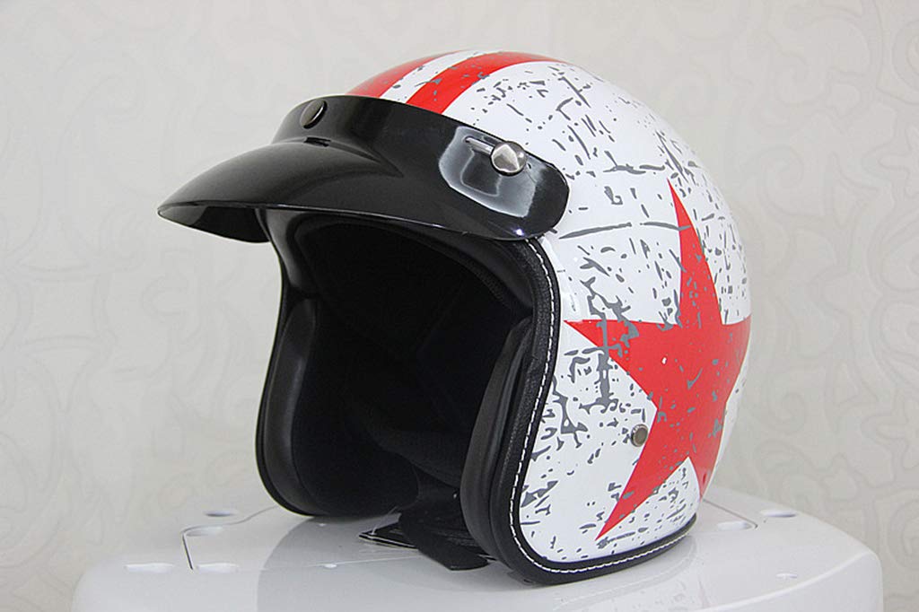 Retro Half Helmet DOT Approved - Open Face Motorcycle Helmet with Sun Visor for Men & Women - Perfect for Cruiser Rides