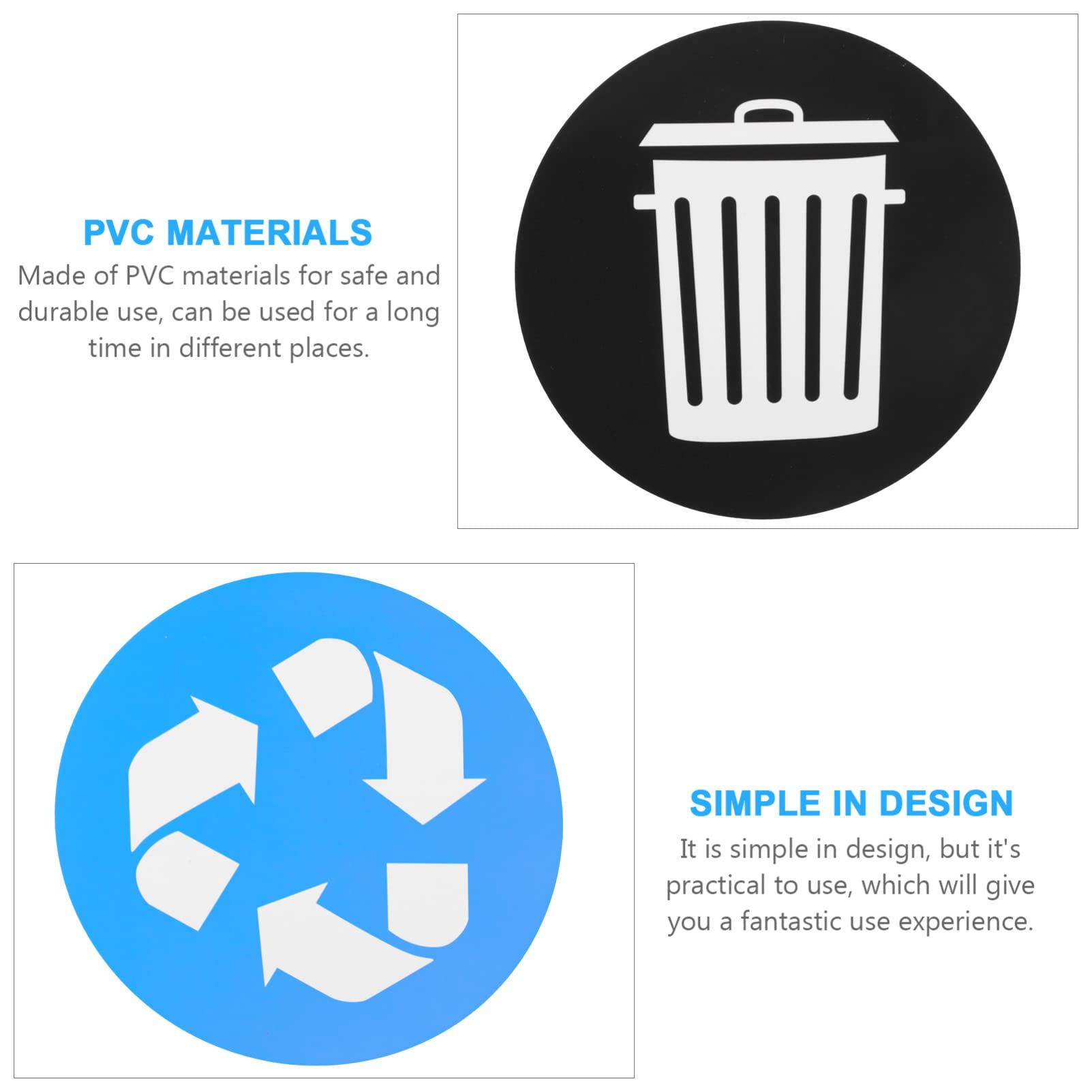 12-Pack Self-Adhesive PVC Trash Can Labels - Waterproof Garbage Bin Stickers for Office, Home & Public Recycling Bins - Durable Waste Container Signs for Easy Sorting & Organization (Indoor/Outdoor Use)