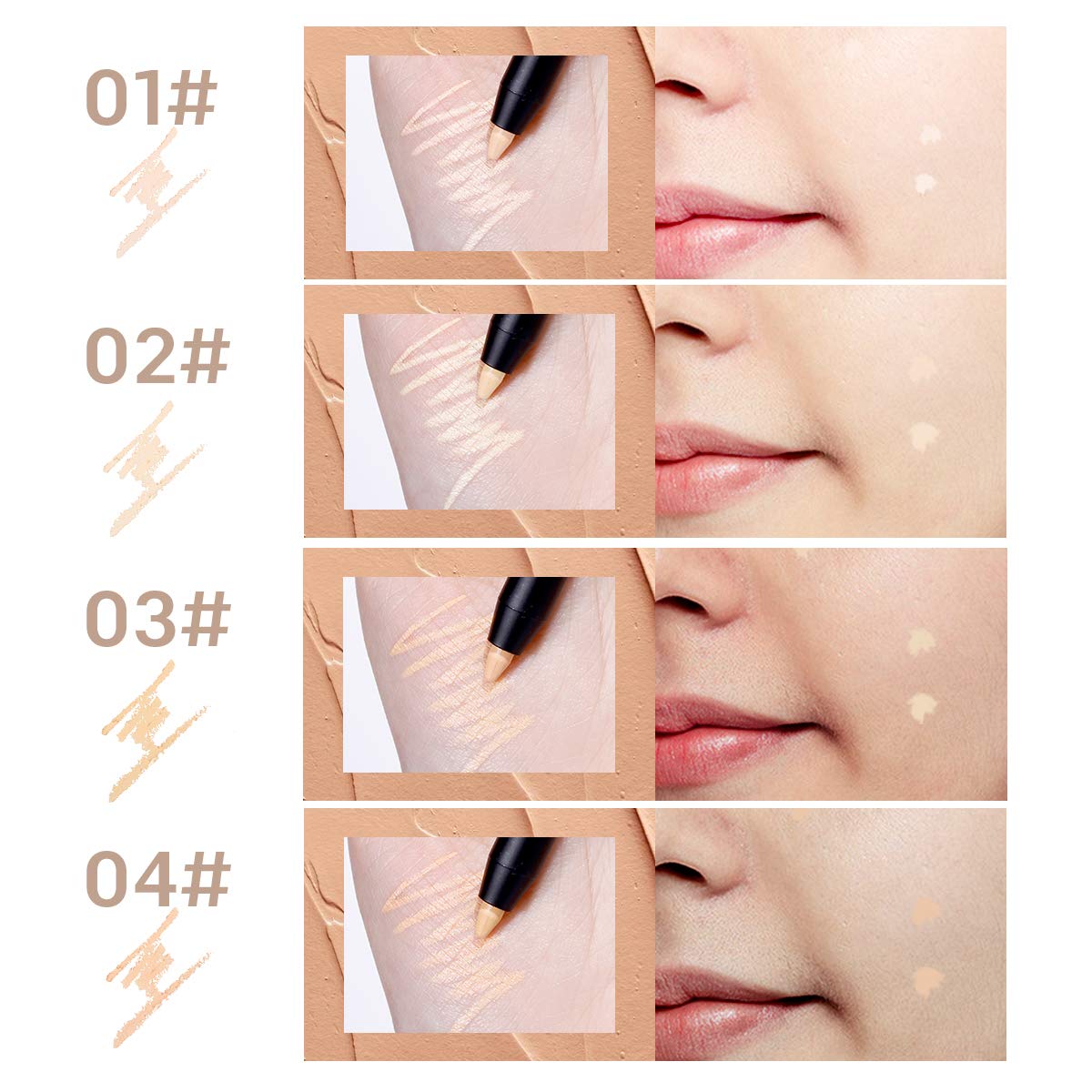 KISSIO Concealer Pencil - Waterproof Long-Lasting Under Eye Concealer for Dark Circles, Acne & Freckles Coverage - Brightening Skin Corrector Stick (03#WHEAT) - Perfect for Daily Makeup, Photo Shoots & Special Occasions