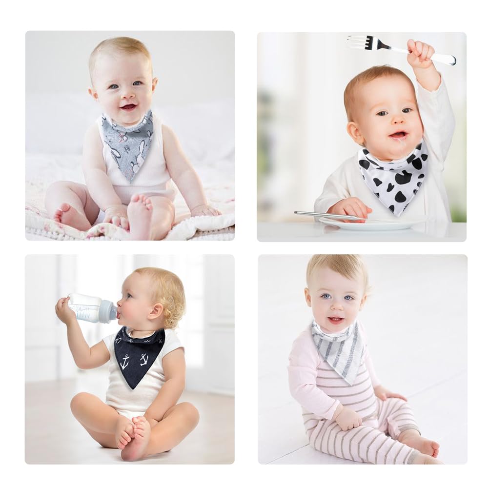 Lekebaby Baby Bandana Drool Bibs for Boys & Girls - Soft, Absorbent & Adjustable Snap Bibs (Pack of 8) - Perfect for Teething, Feeding & Messy Play - Ideal Newborn & Toddler Gift