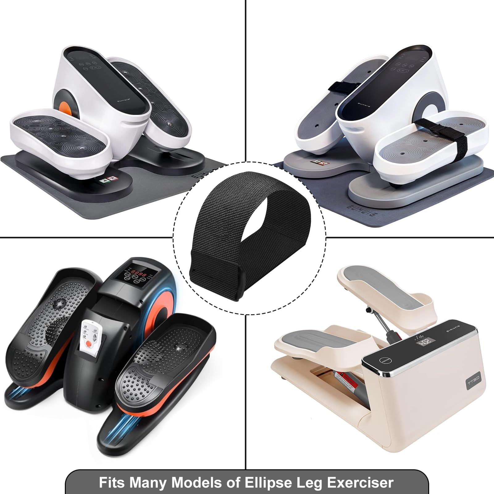 2 Pcs Leg Exerciser Traction Straps - Under Desk Elliptical Pedal Band for Seniors & Adults - Secure Stability for Electric Ellipse Equipment - Foot Peddler Exercise Machine for Home, Office & Gym Use - Improve Circulation & Mobility While Sitting