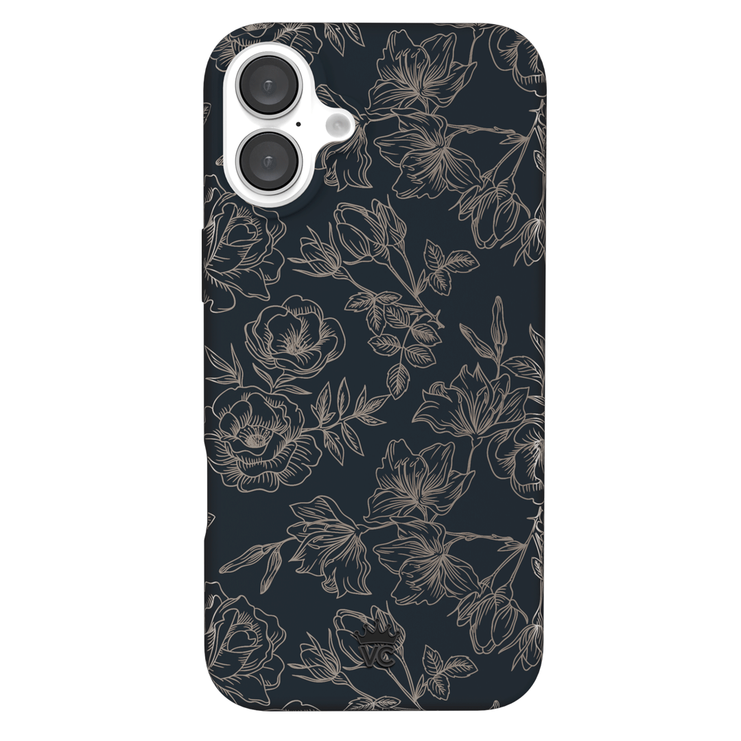 Elegant Floral Rose Gold Chrome iPhone Case - Stylish Protective Cover for iPhone 13/12/11/X - Perfect for Everyday Use, Office & Special Occasions