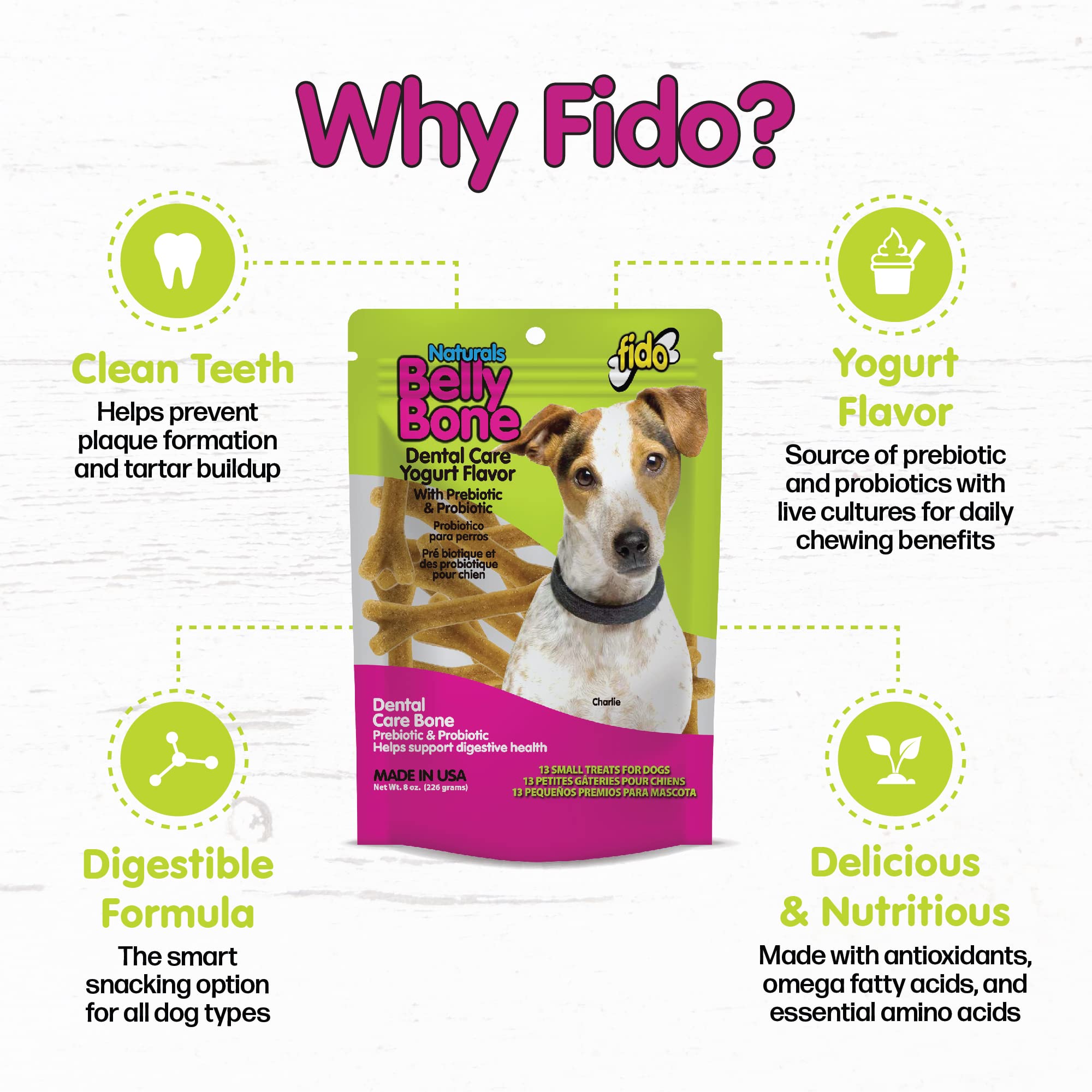 13 Yogurt Flavor Small Dog Dental Treats for Plaque & Tartar Control - Made in USA, Supports Fresh Breath & Digestive Health - Perfect for Small Dogs' Oral Care & Training Rewards