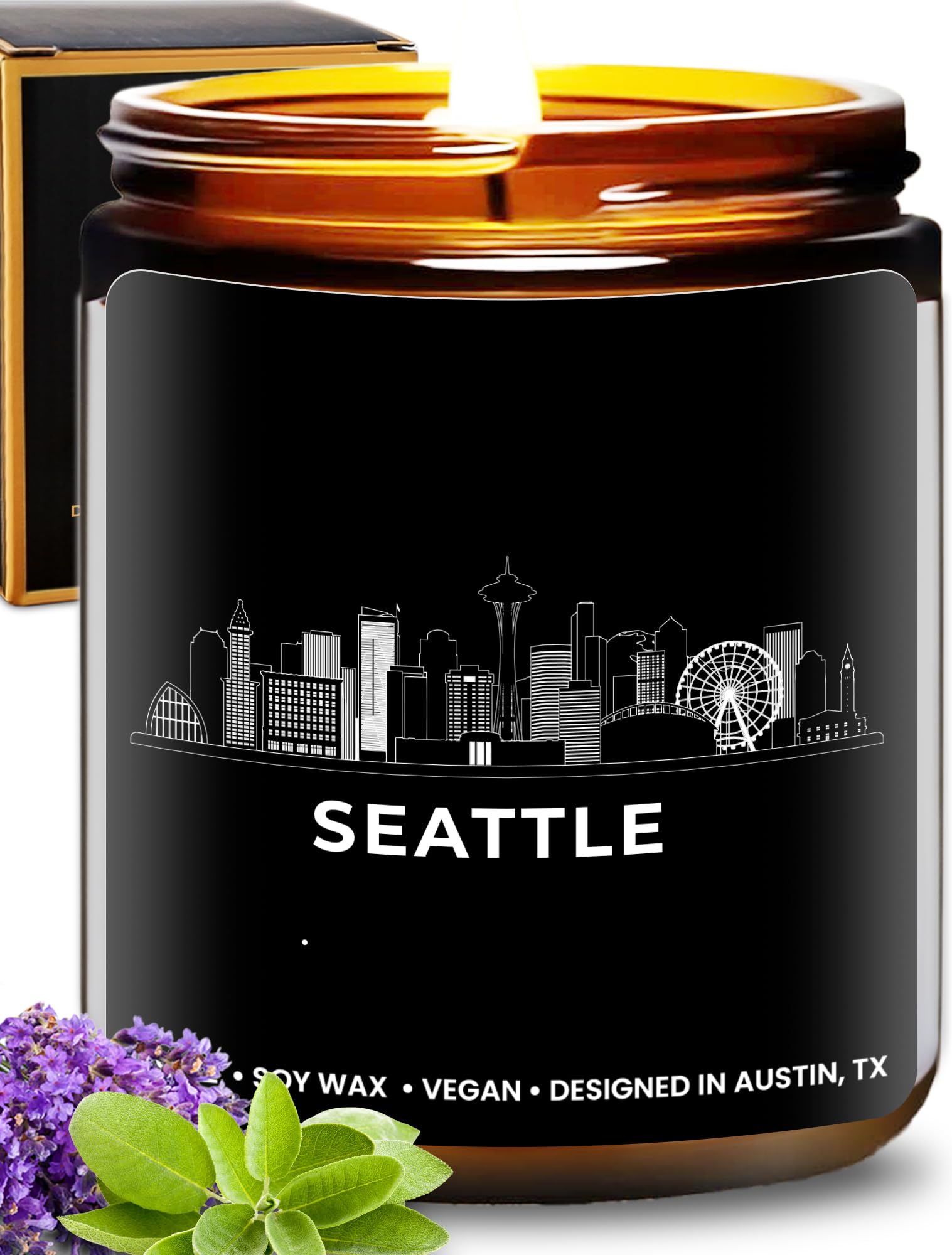 Seattle Scented Candle - Best Seattle Souvenirs & Unique Gifts for Women & Men | Seattle-Themed Home Decor, Birthday, Christmas & Housewarming Presents | Perfect for Relaxation & Pacific Northwest Inspired Spaces