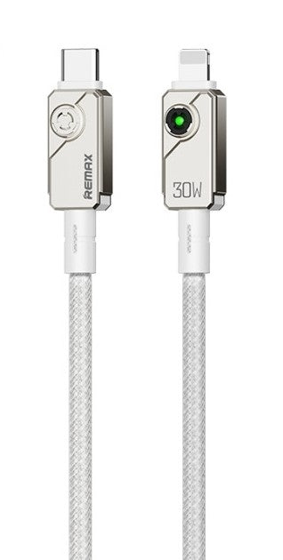 Premium Remax Fast Charging 1M Braided Type C to Lightning Cable - Durable Zinc Alloy Connector for iPhone 14/13/12/11/X/8 - Perfect for Home, Office & Travel Charging