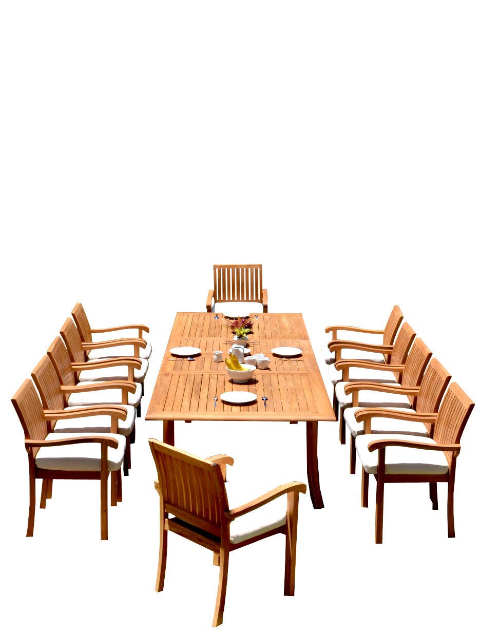 Premium 11-Piece Outdoor Patio Teak Dining Set - 117