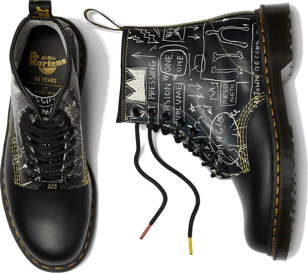 Dr. Martens 1460 Basquiat Leather Lace-Up Boots Unisex - Punk Rock Fashion & Streetwear for Men & Women - Perfect for Concerts, Festivals & Everyday Wear