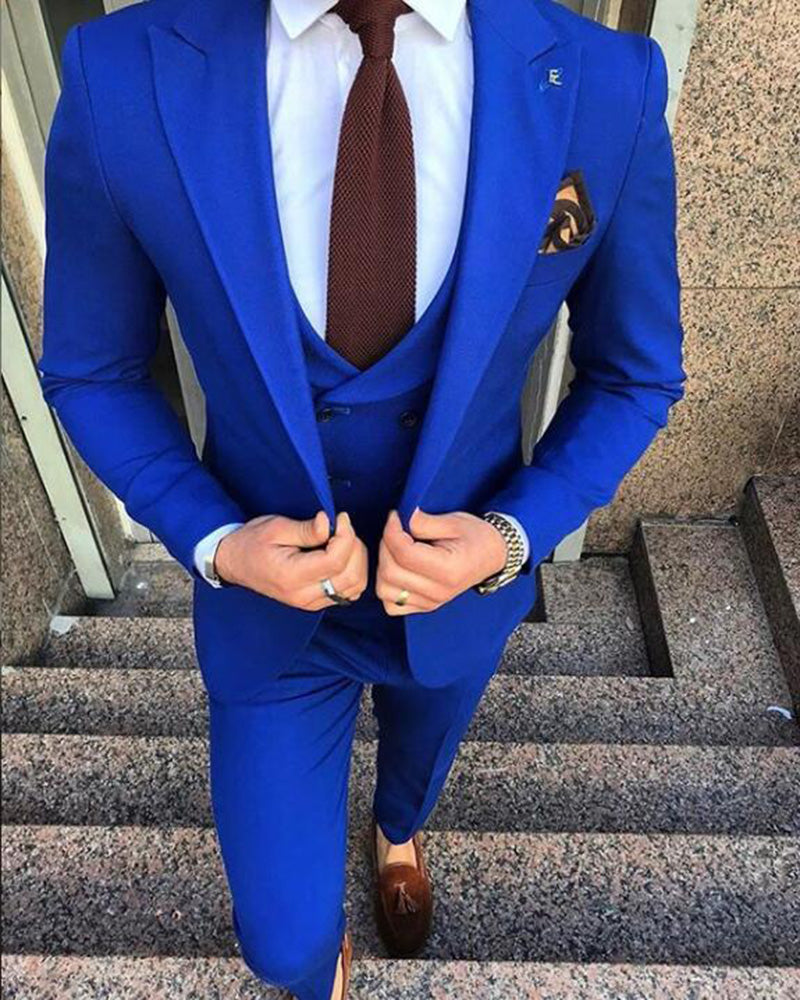 Elegant Royal Blue 3-Piece Wedding Suit for Groom | Premium Groom Wear | Formal Tuxedo for Weddings, Prom & Special Occasions | Trajes De Novio CB0616