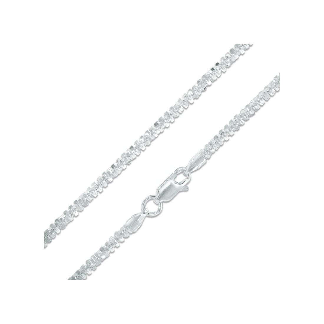 1.8MM 030 Rhodium Plated CrissCross Chain .925 Sterling Silver Necklace 16-24 Inch Adjustable Length for Women - Perfect for Layering, Gift Giving & Everyday Wear