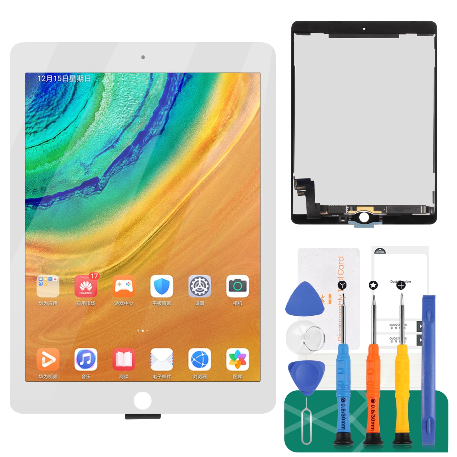 iPad Air 2 (2014 Model) LCD Screen Replacement - A1566/A1567 Touch Digitizer Assembly with Home Button (White) | Compatible with iPad Air 2nd Generation | Perfect for DIY Repairs & Screen Replacement Projects