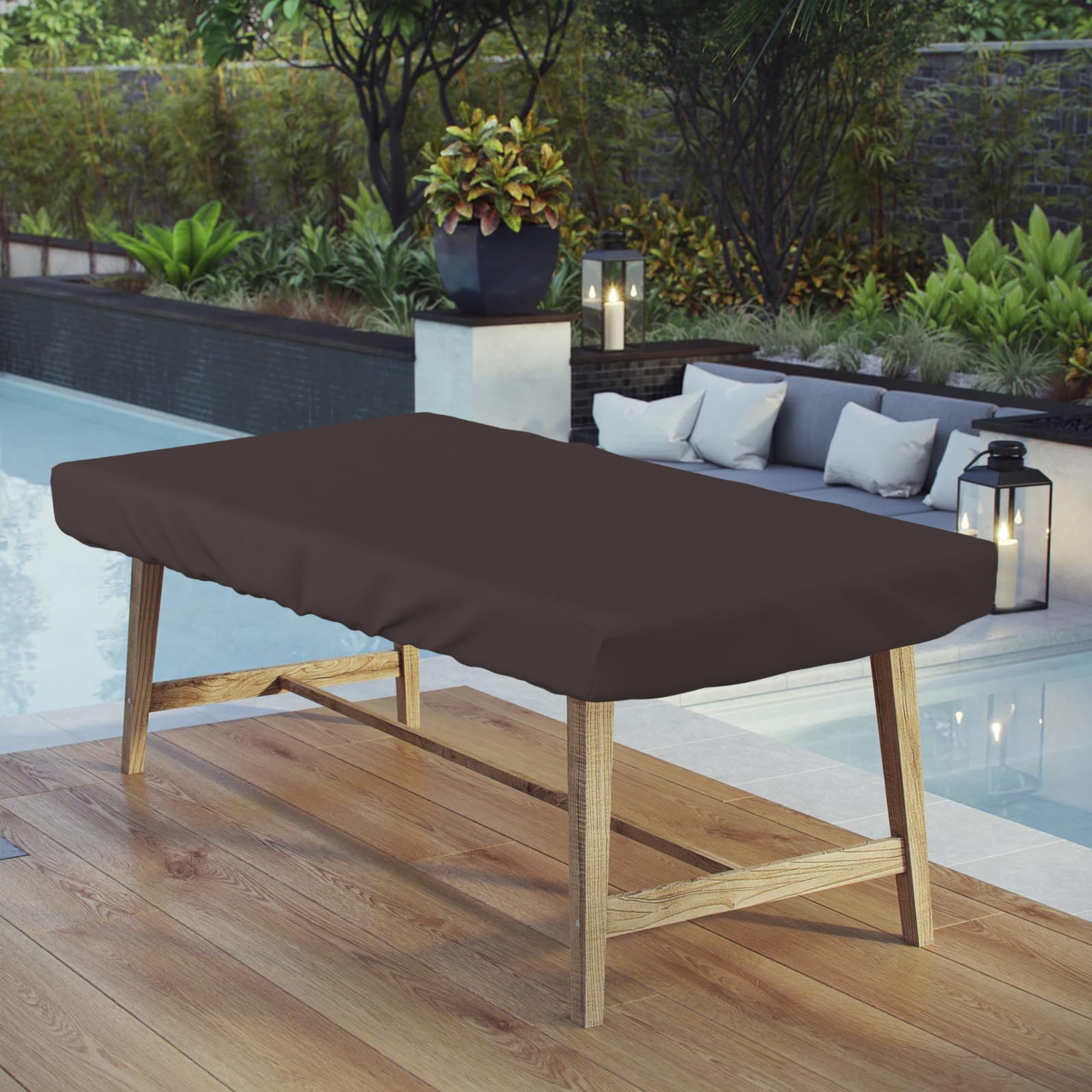Heavy Duty Waterproof UV Resistant Rectangle Table Cover - 18 Oz Weatherproof Outdoor Patio Tablecloth for Furniture (5