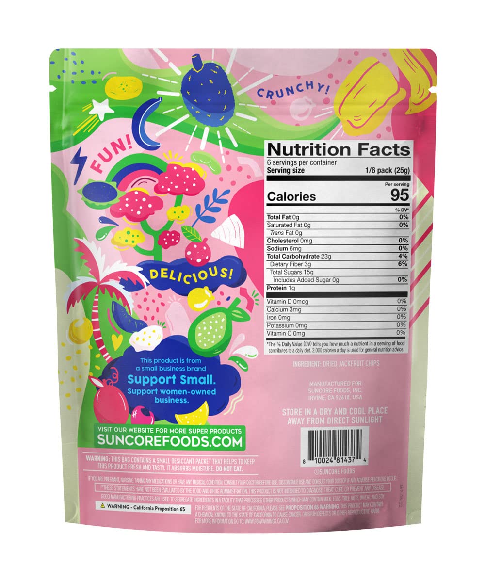 Suncore Foods Jackfruit Chips - Gluten Free, Non GMO, Vegan Snacks - 5.32oz (1 Pack) - Healthy Crispy Fruit Chips for Keto, Paleo Diet & On-the-Go Snacking