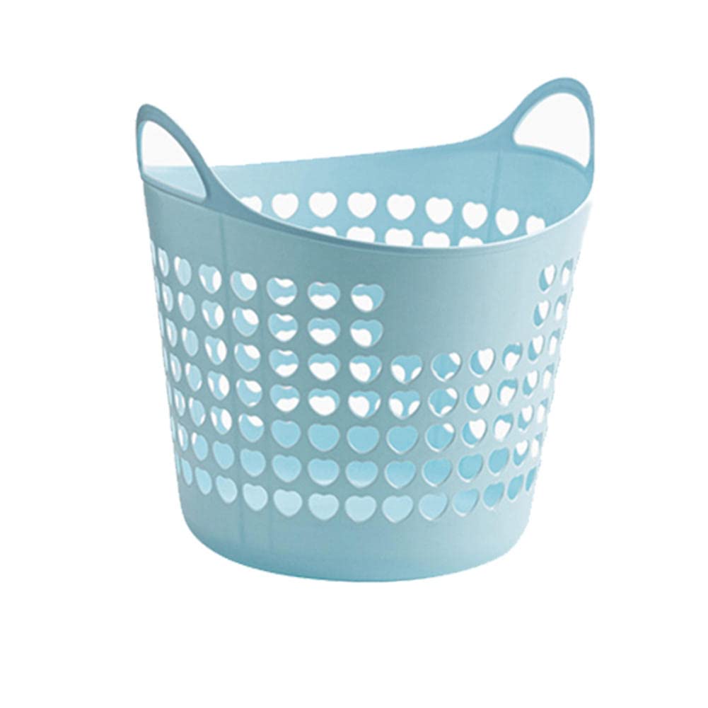 ACGrade Heart-Shaped Plastic Storage Basket - Portable Laundry Hamper for Clothes, Toys & Household Items | Perfect for Bathroom, Bedroom & Kids Room Organization (Blue)