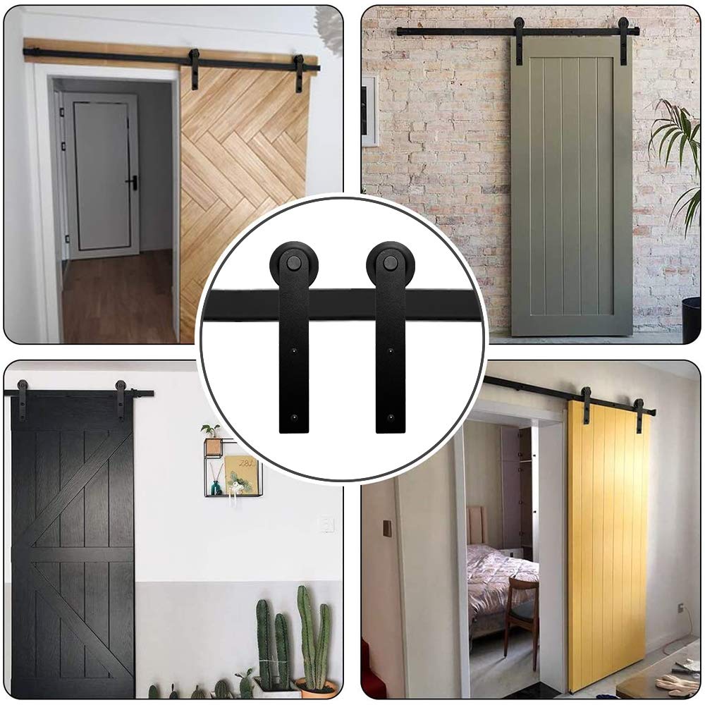 Haccer 6FT Sliding Barn Door Hardware Kit - Black Single Door Track System for Rustic Home & Office Use