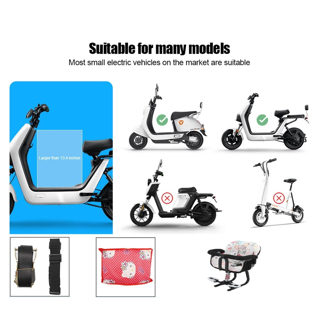 Kids Bike Seat - Detachable Front Bicycle Child Seat with Shock Absorbing & Pedal Guardrails for Scooter, Motorcycle & Bike | Safe Toddler & Baby Bike Riding Accessory for Outdoor Family Adventures