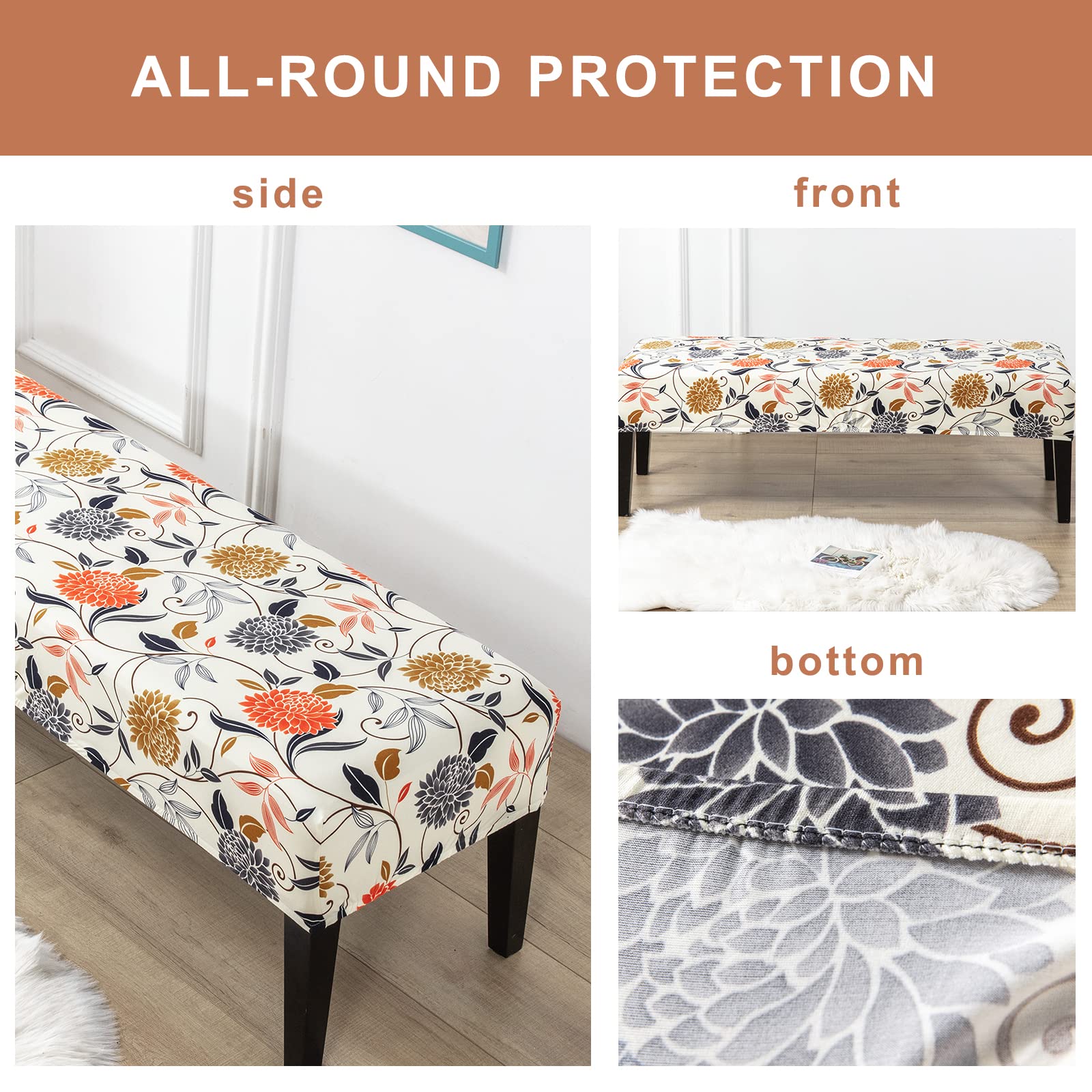 Eco-Friendly Ancheng Stretchable Dining Bench Cover - Removable Slipcover for Chairs & Furniture Protection - Perfect for Living Room, Kitchen & Dining Area