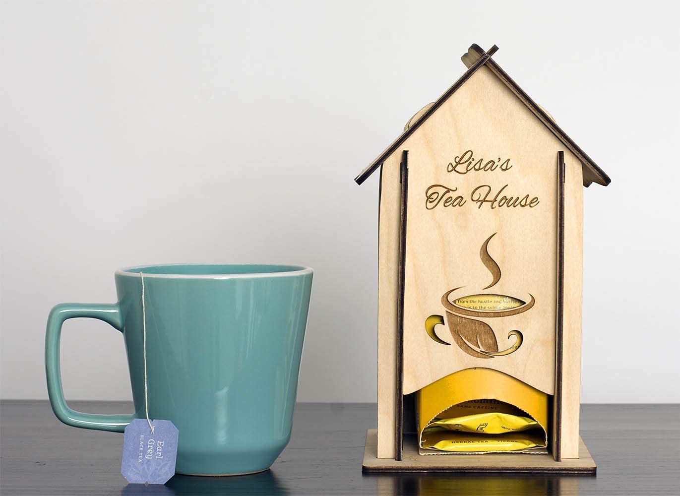 Personalized Tea Bag Holder & Dispenser for Tea Lovers - Elegant Tea Storage Organizer for Kitchen, Office, or Gift - Perfect for Loose Leaf Tea & Tea Bags