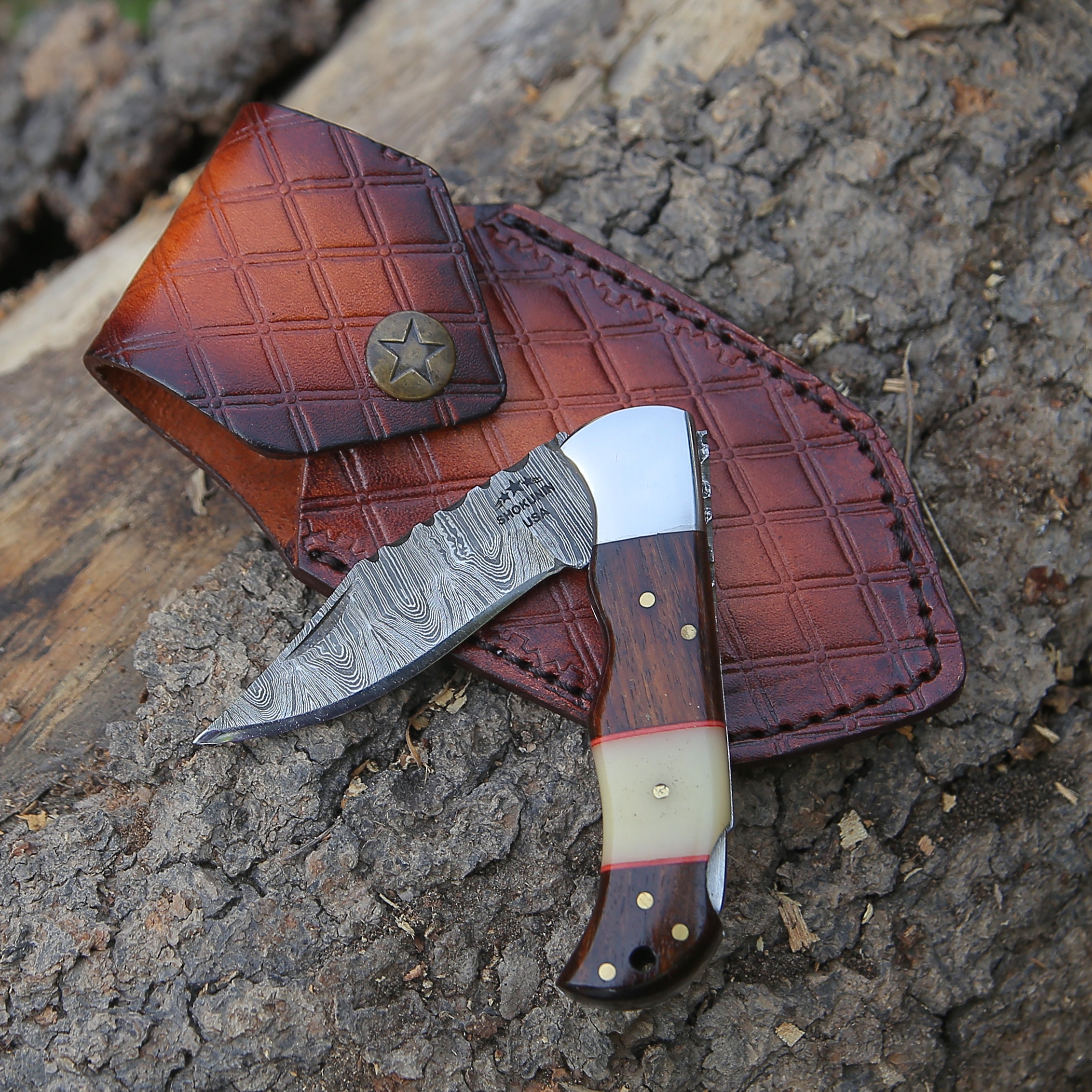 Premium Ironclad Pocket Knife with Rosewood & Bone Handle - Durable EDC Folding Knife for Camping, Hiking & Outdoor Survival Gear