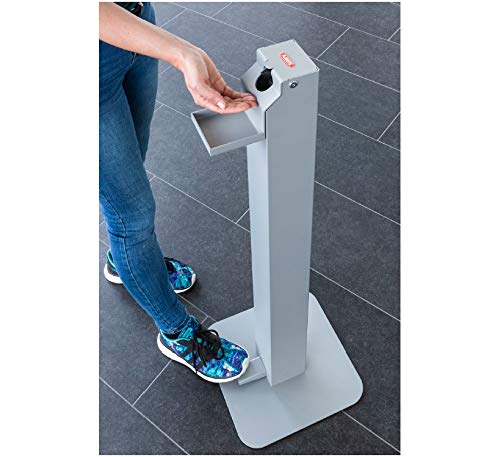 Abus - Hands-Free Foot Pedal Operated Gray Hydroalcoholic Gel Dispenser | Touchless Sanitizer for Home, Office & Public Spaces