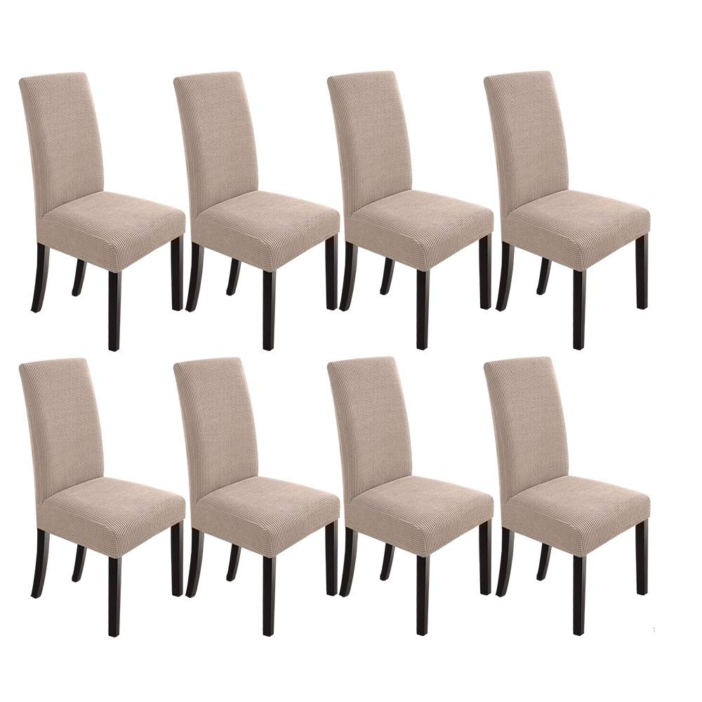 Northern Brothers Stretch Dining Chair Slipcovers - Set of 8 Khaki Parsons Chair Covers for Dining Room Furniture Protection | Perfect for Home Decor, Kitchen, Restaurant & Office Use