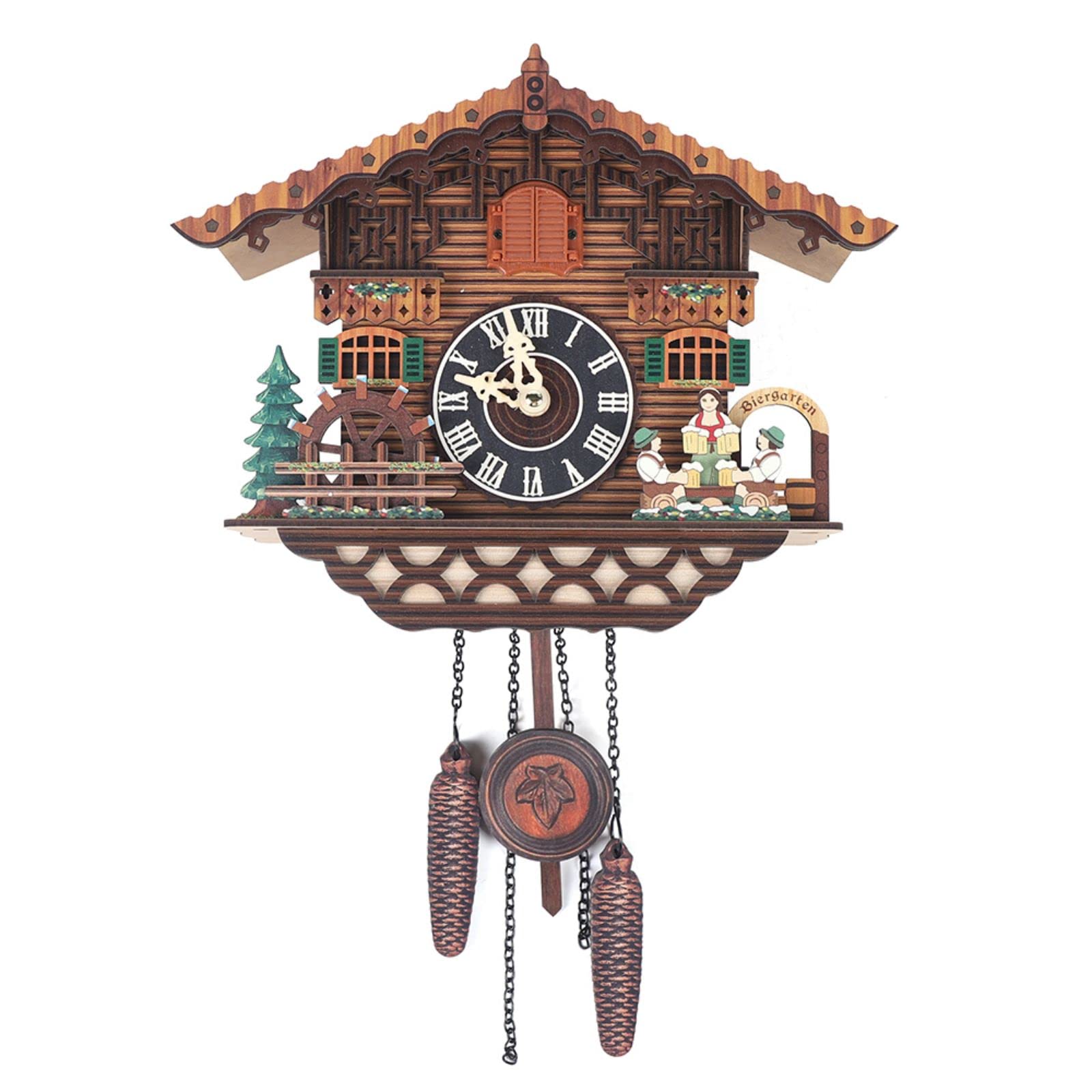 Eapmic Quartz Chalet Black Forest House Clock - Antique Handcrafted Wooden Pendulum Wall Clock with Swing Mechanism for Home & Office Decor | Perfect for Living Room, Bedroom, Kitchen & Cabin Style Interiors